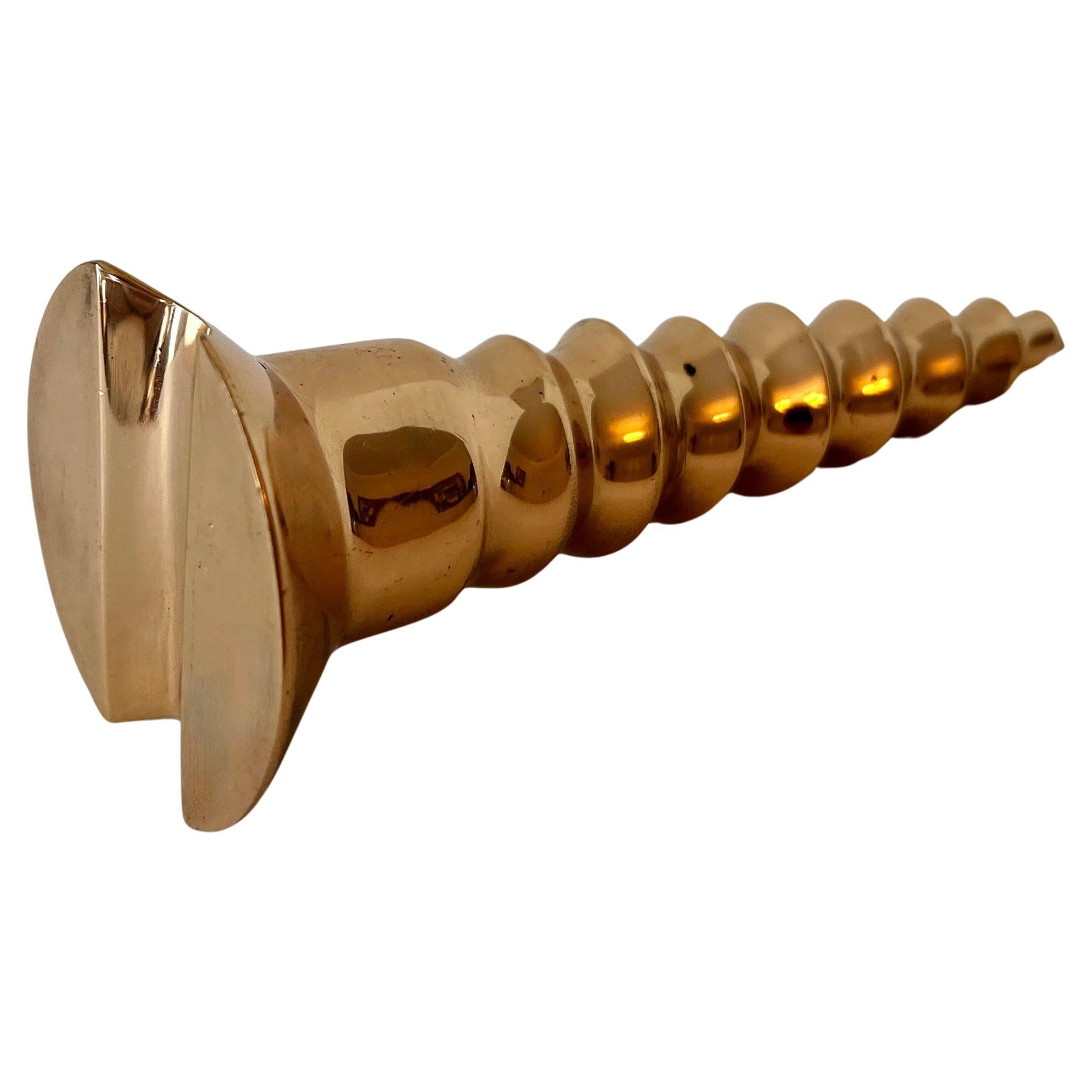 Solid Brass Polished Screw Paperweight For Sale