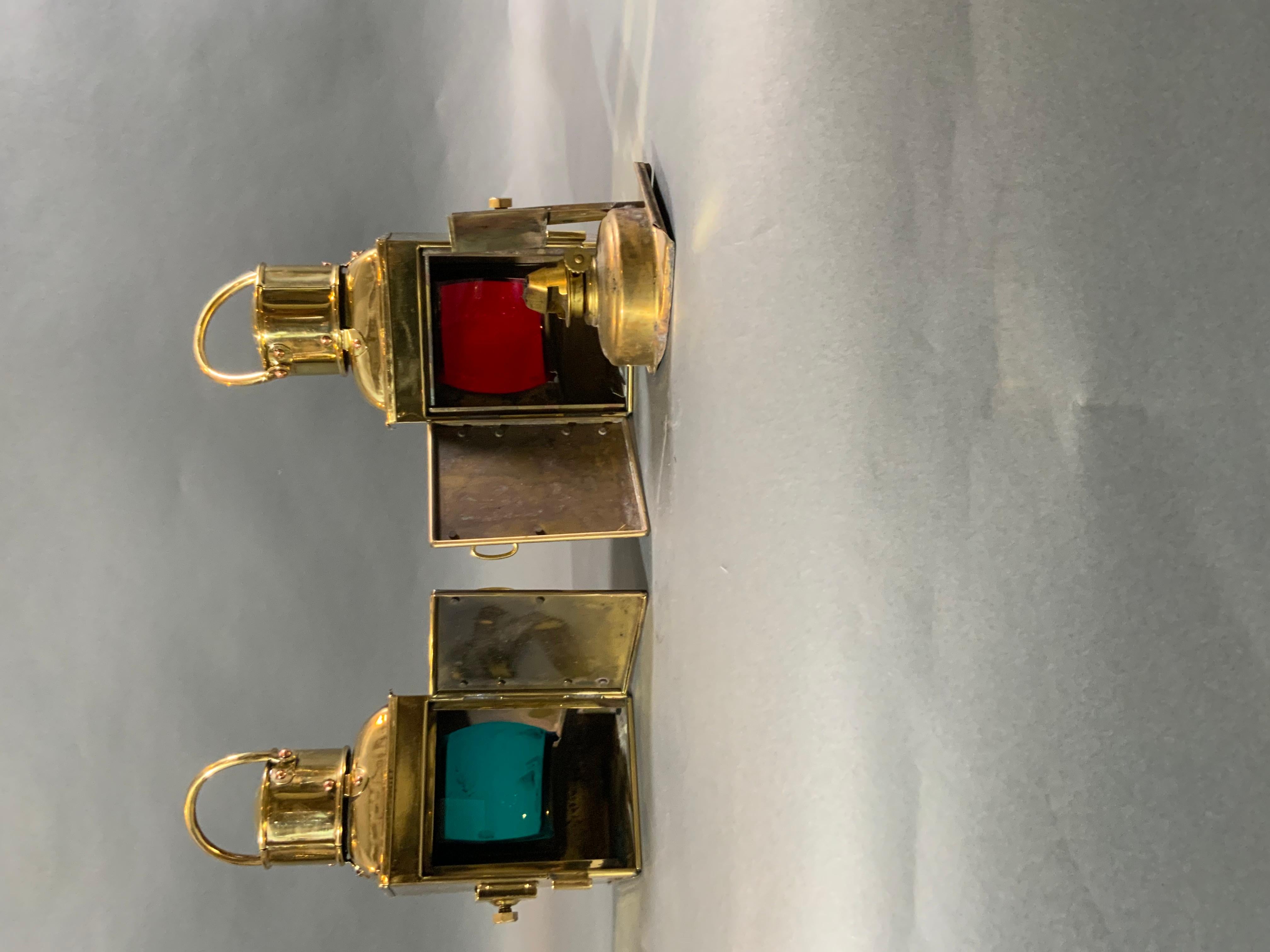 Solid Brass Port and Starboard Boat Lanterns For Sale 4