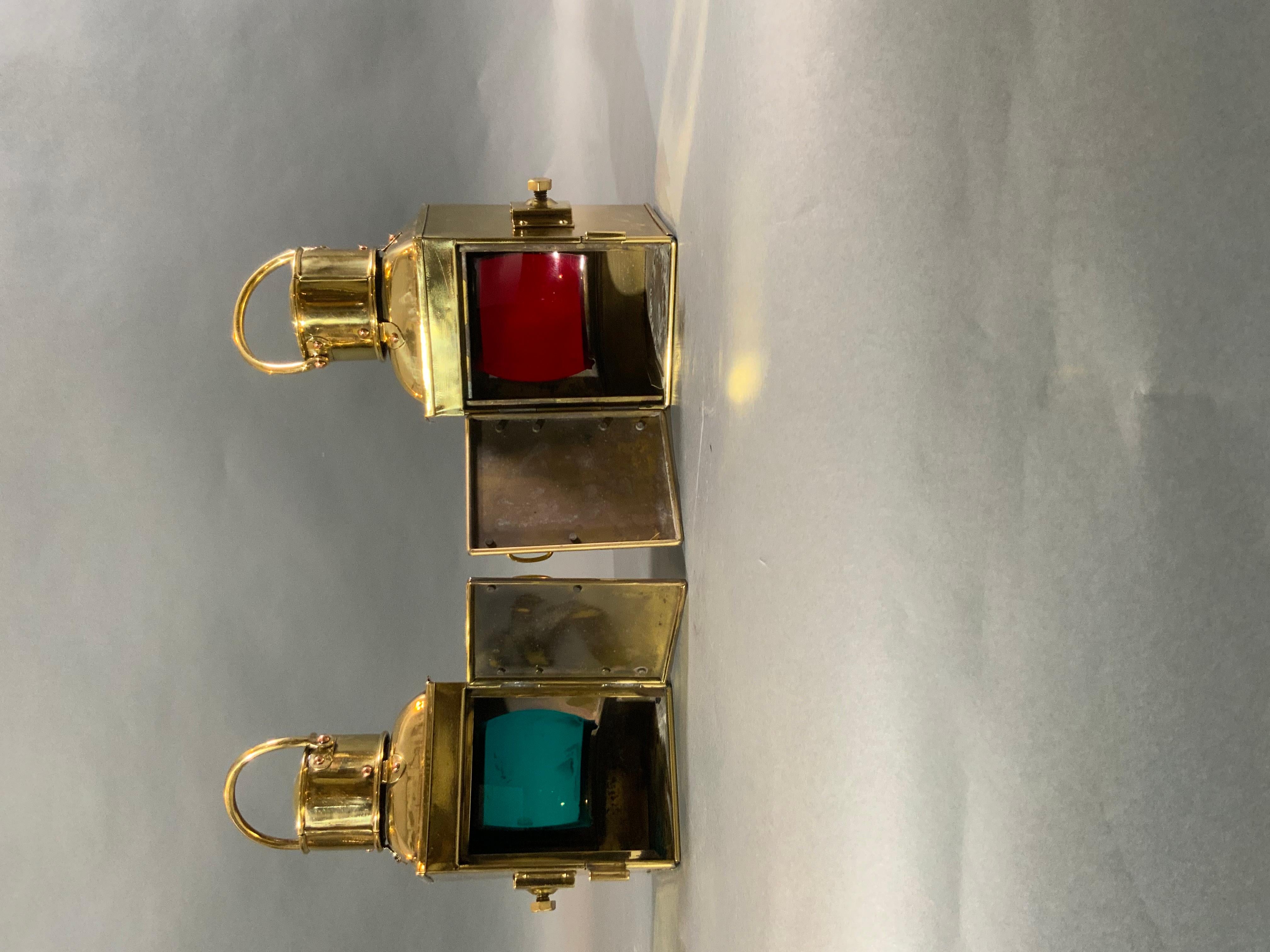 Solid Brass Port and Starboard Boat Lanterns For Sale 6