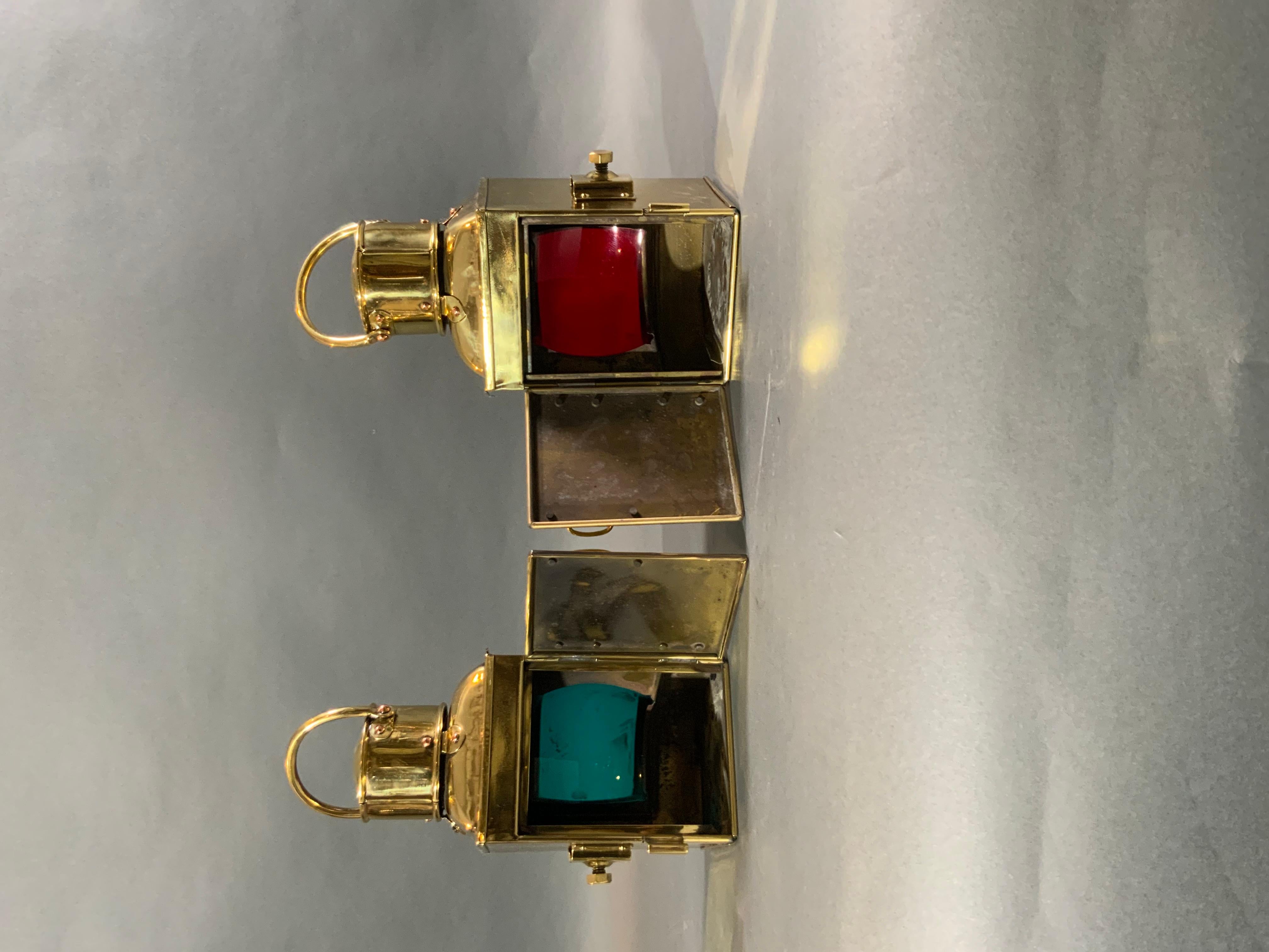 Solid Brass Port and Starboard Boat Lanterns For Sale 7