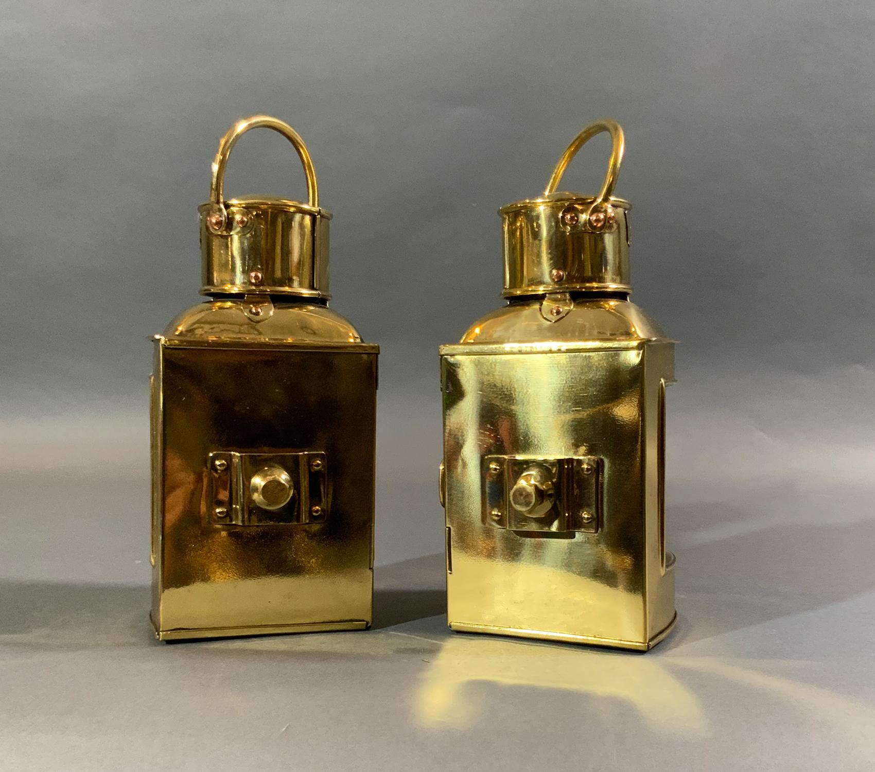 European Solid Brass Port and Starboard Boat Lanterns For Sale