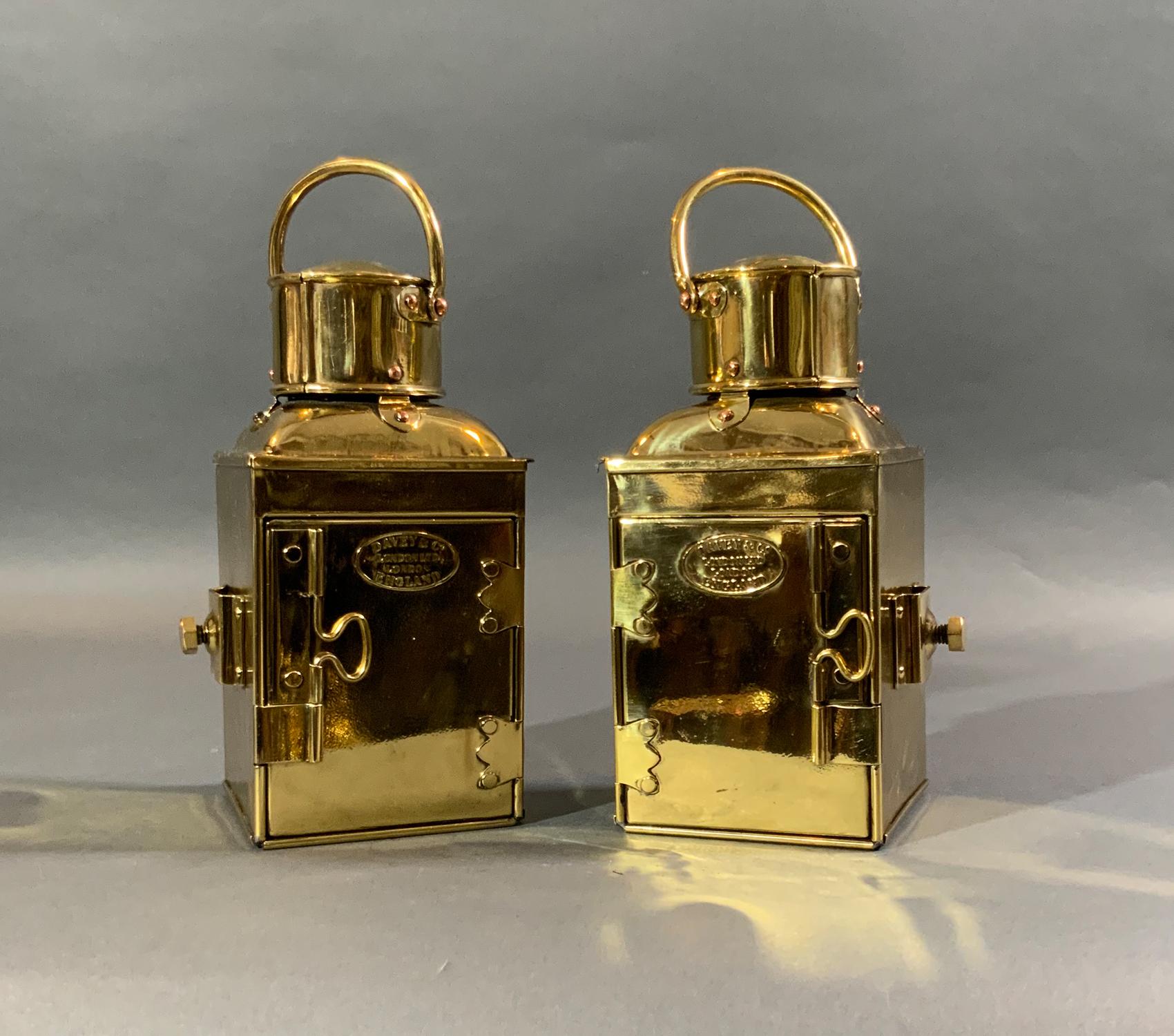 Polished Solid Brass Port and Starboard Boat Lanterns For Sale