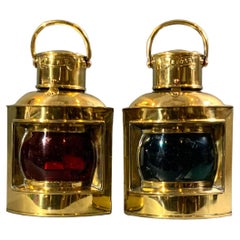 Vintage Solid Brass Port and Starboard Boat Lanterns