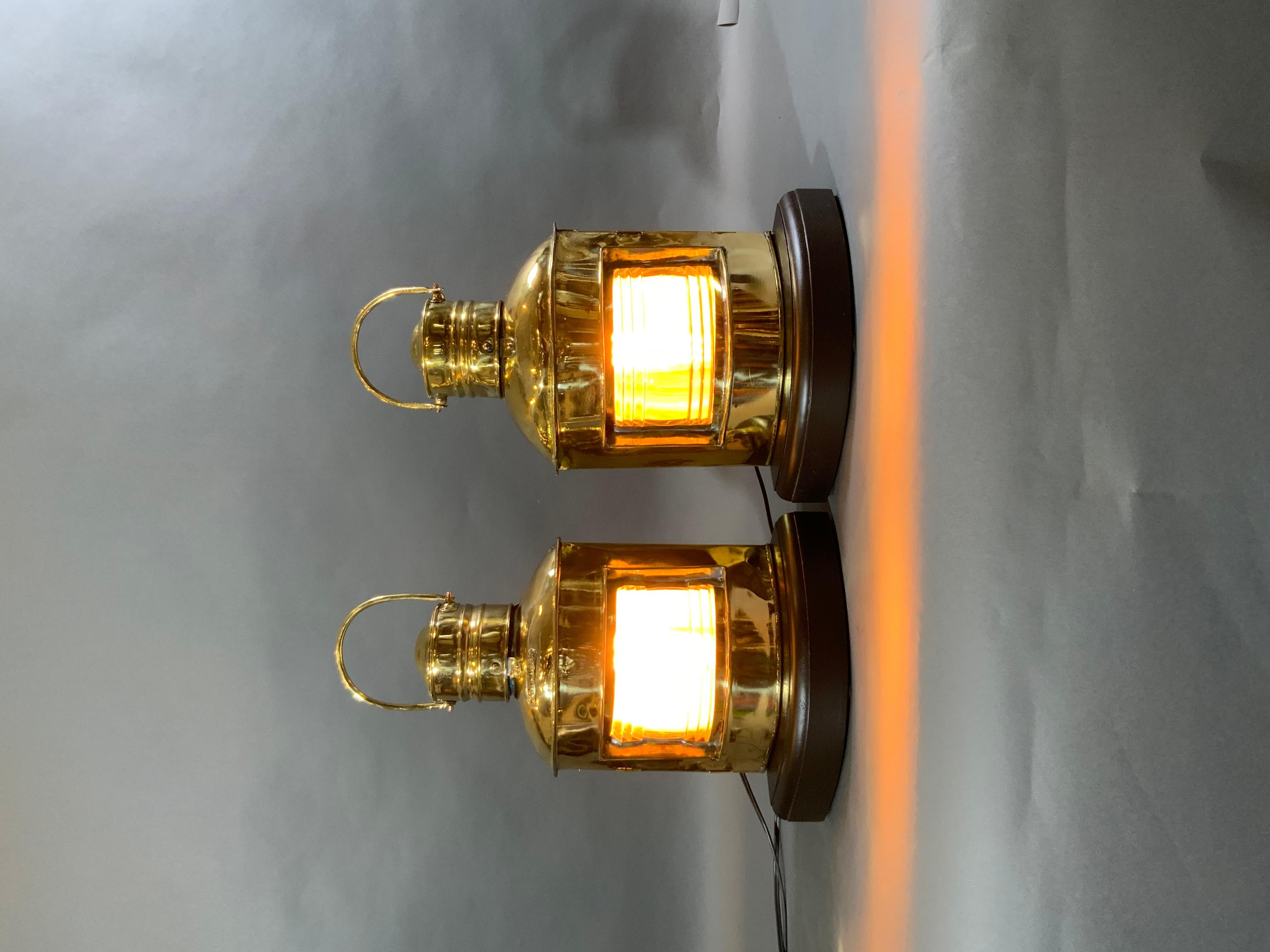 European Solid Brass Port and Starboard Lanterns For Sale