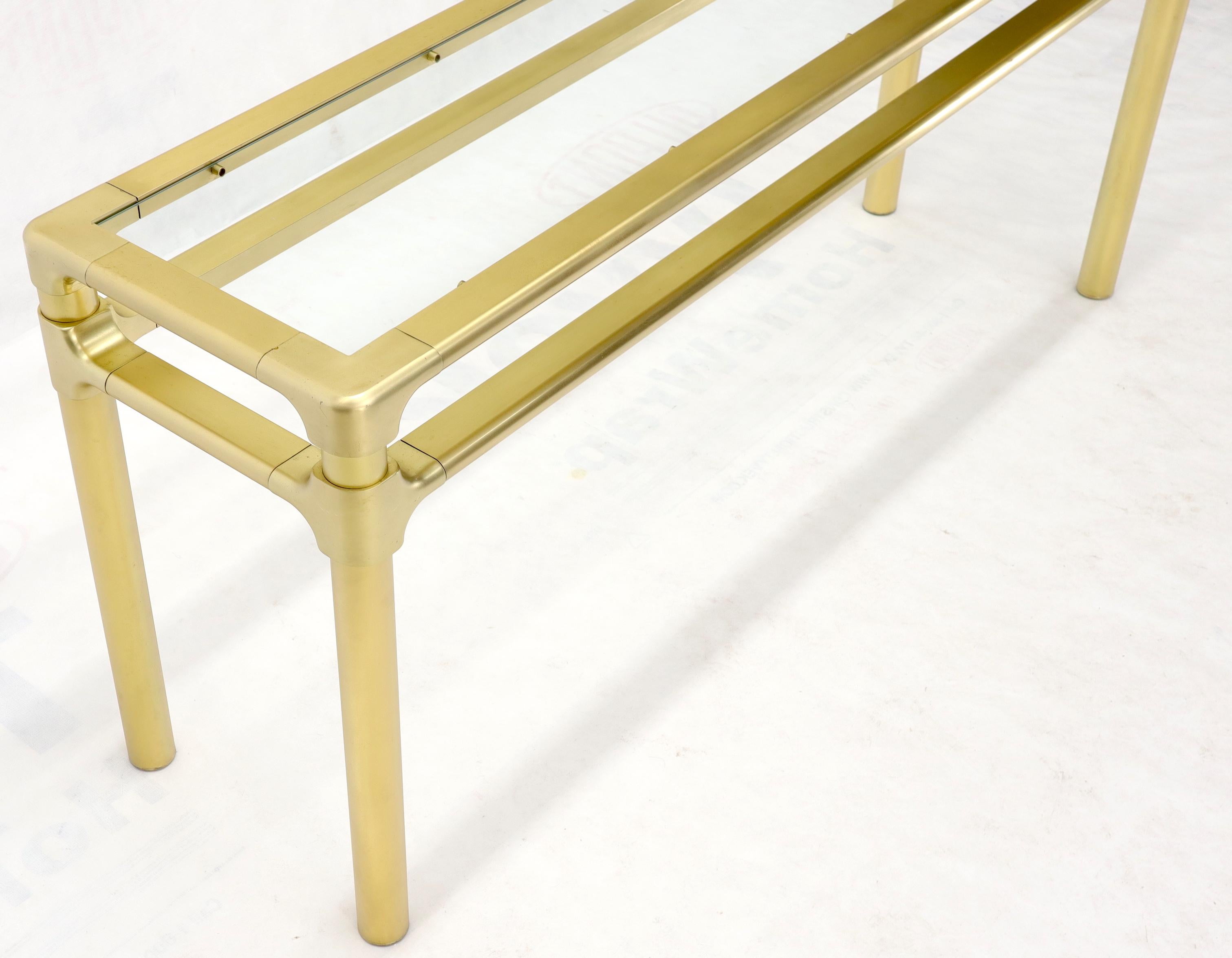 Solid Brass Profile Base Glass Top Mid-Century Modern Console Sofa Table For Sale 3