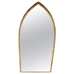 Vintage Solid Brass Profile Dome Shield Shape Curved Wall Mirror