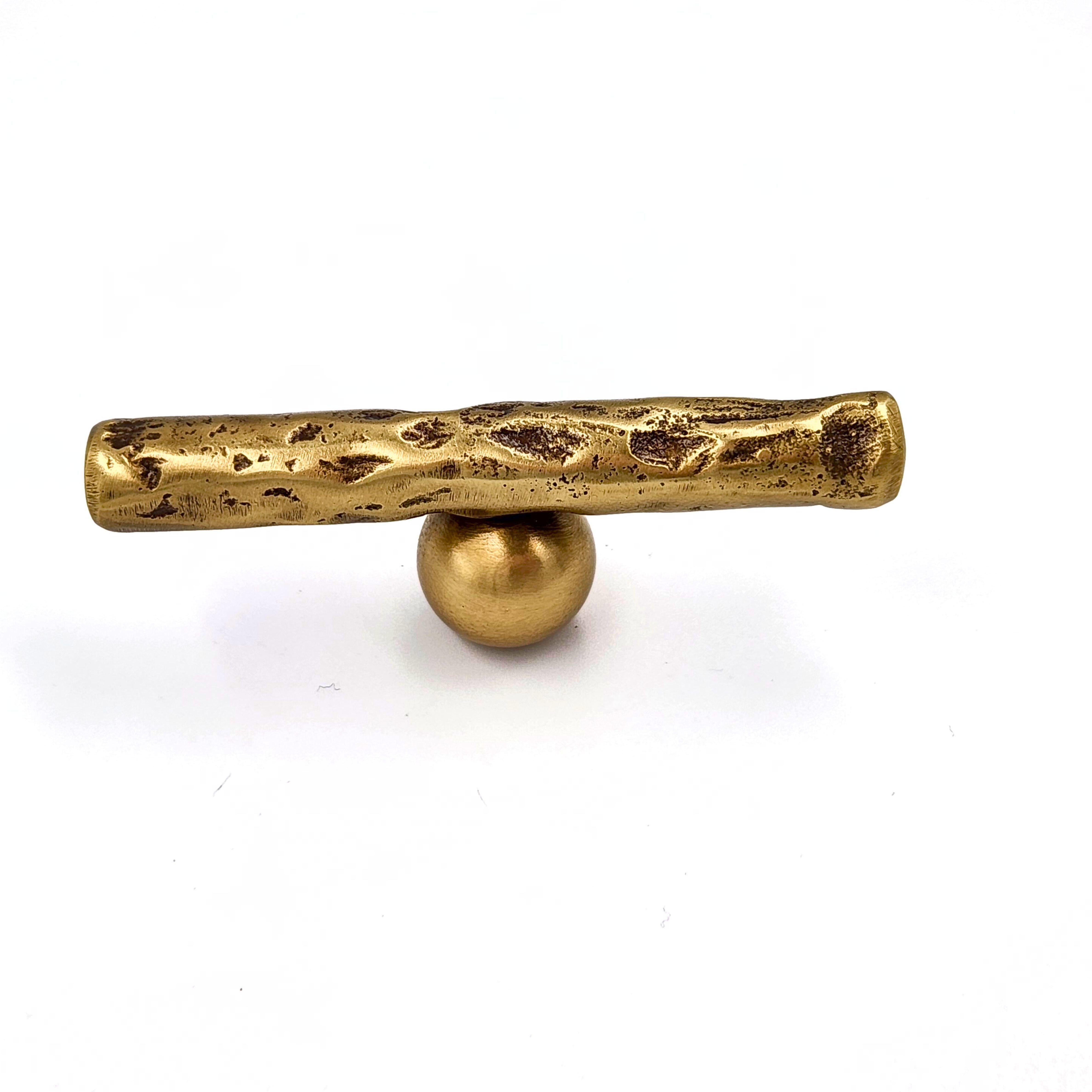 Solid Brass Pull Handle brutalist Inspiration 8 cm In New Condition For Sale In Marrakech, MA