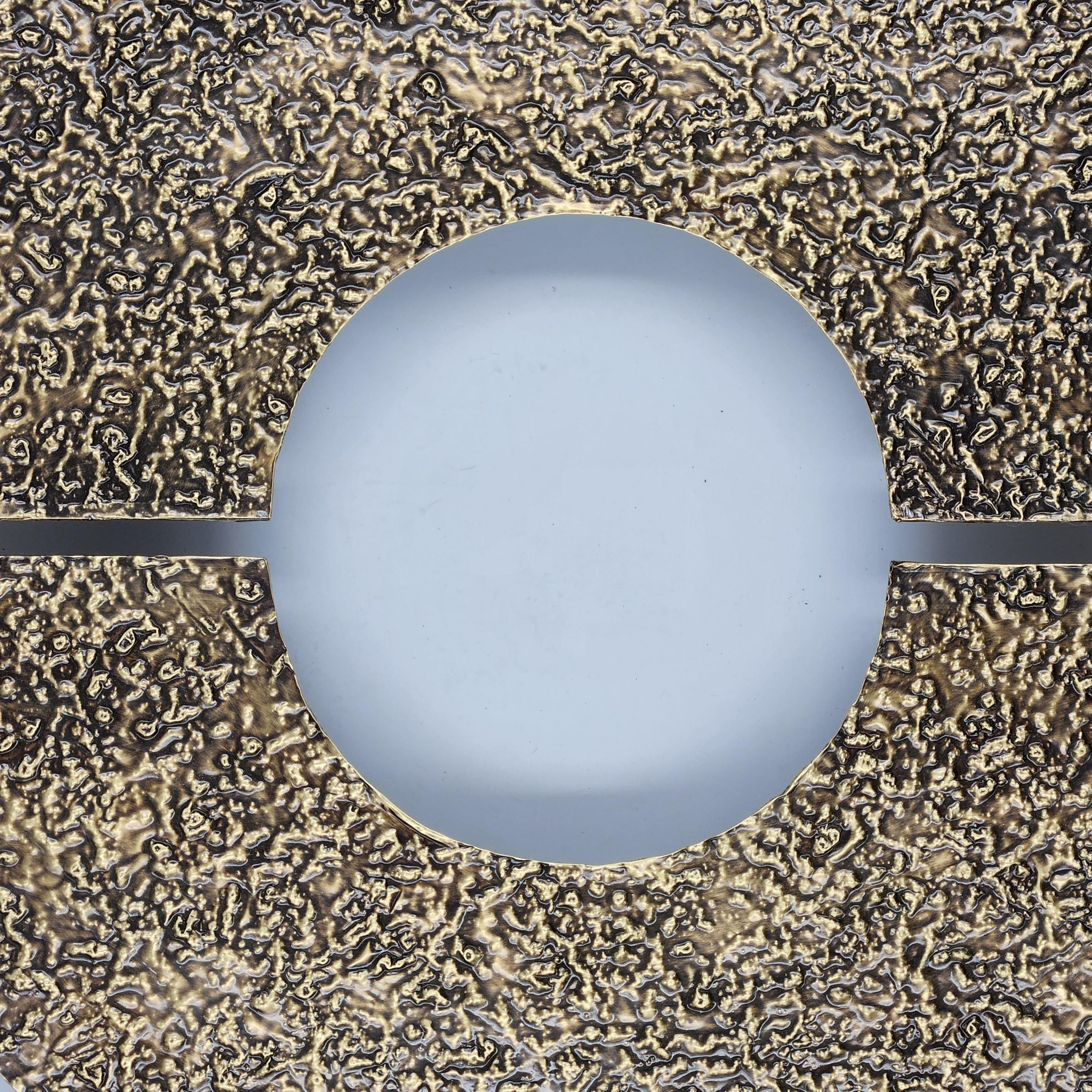 Brutalist Solid brass pull handle – Diameter 30 cm – A play of shape and surface depth For Sale