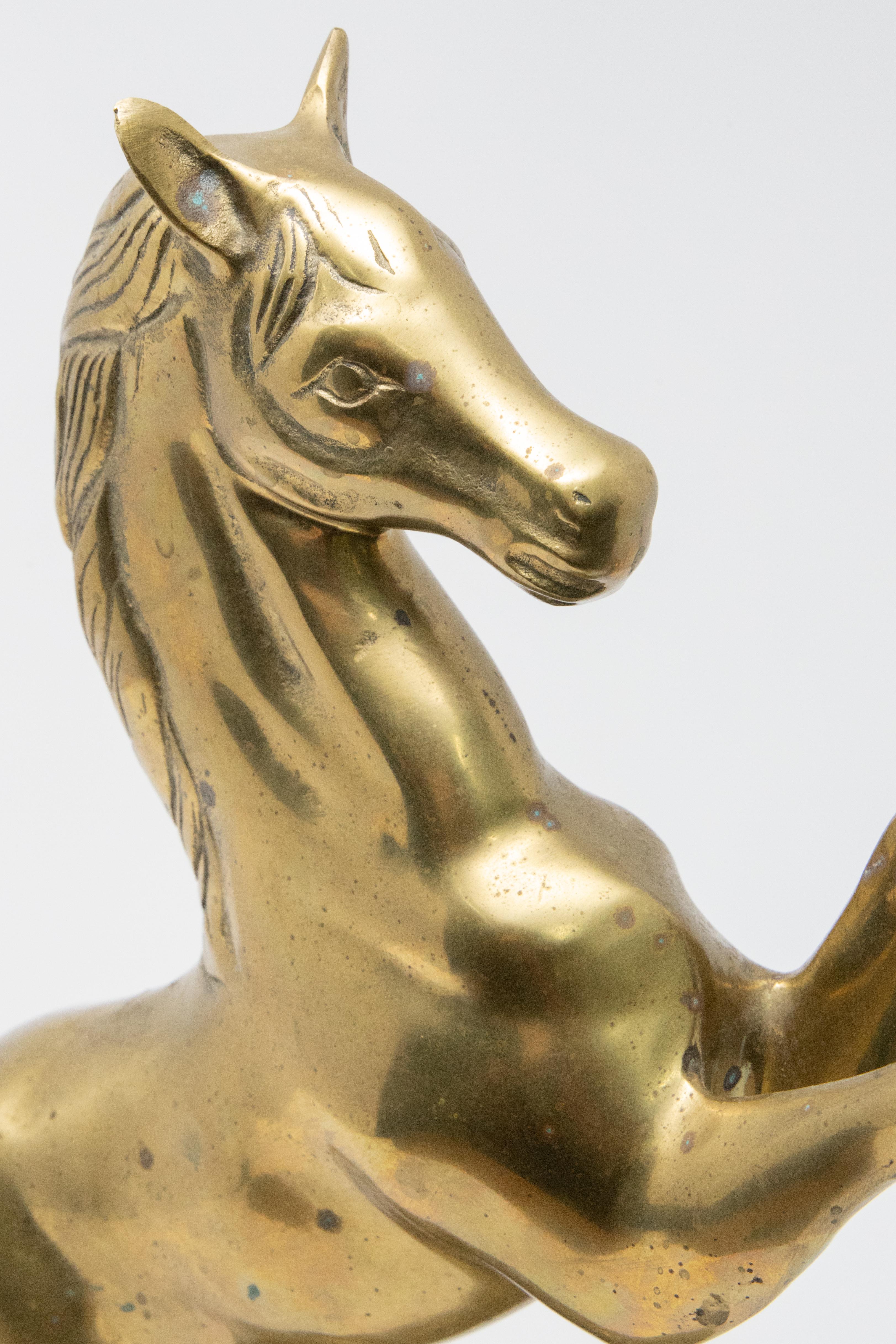 American Classical Solid Brass Raring Horse Figure For Sale