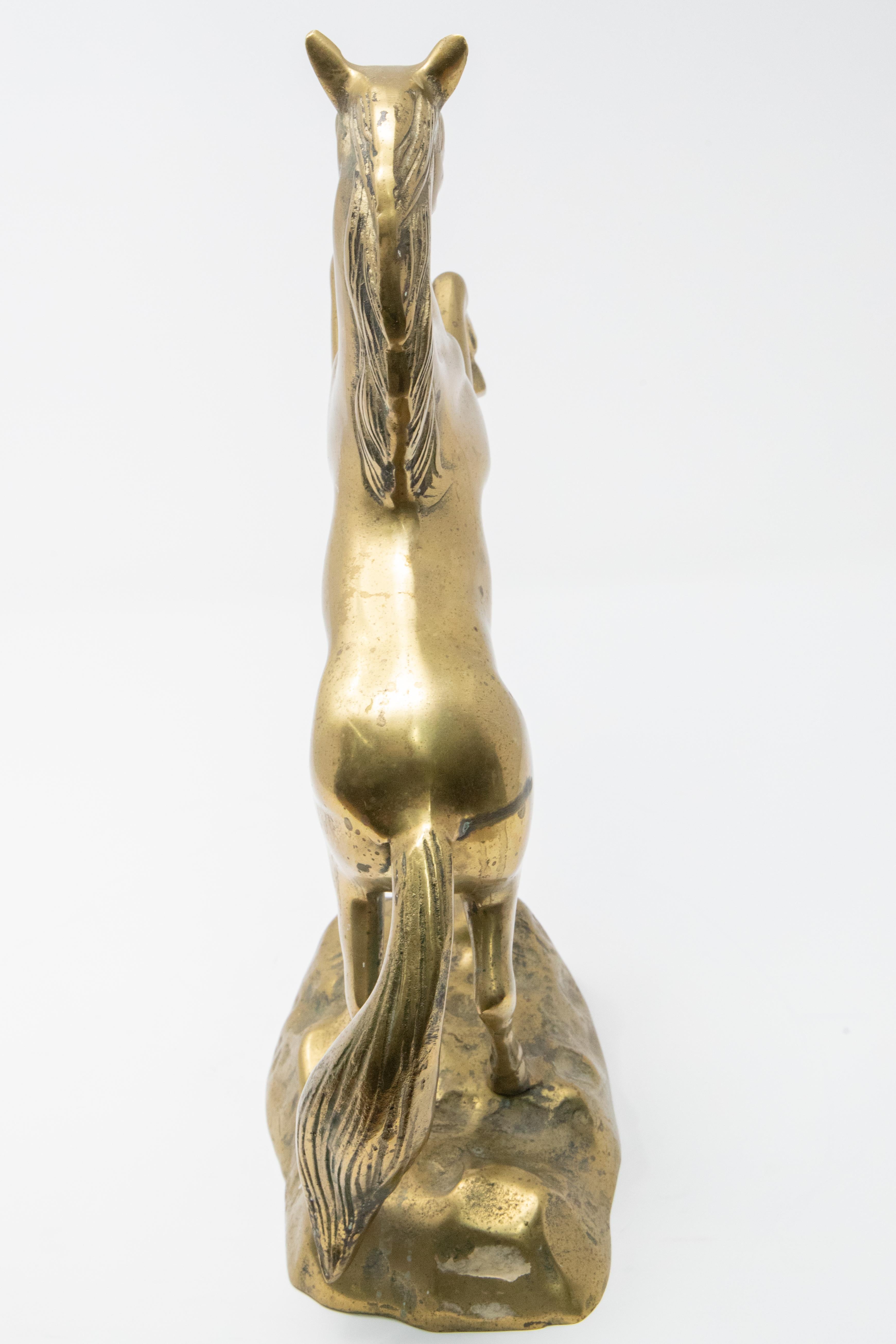 Solid Brass Raring Horse Figure For Sale 1