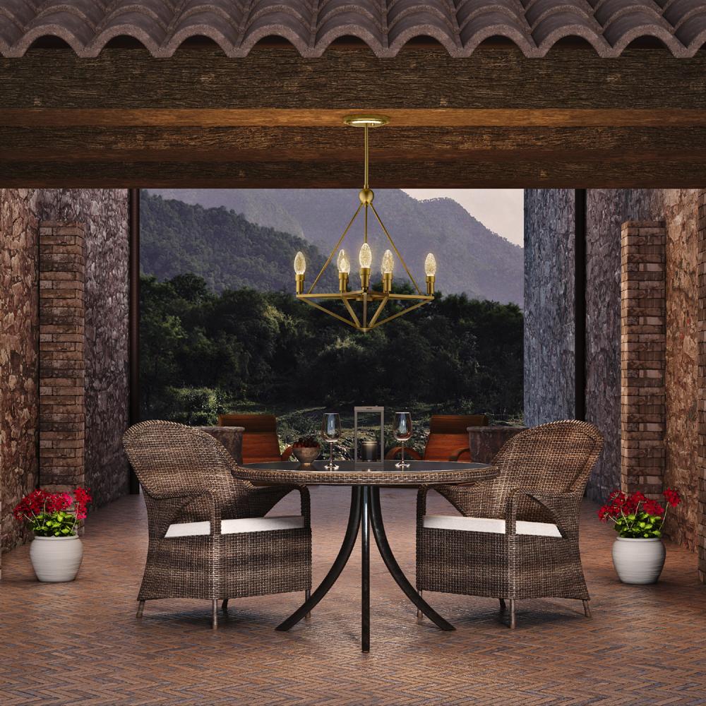 Contemporary Solid Brass Regalio Outdoor Pendant Chandelier by Elisterno For Sale