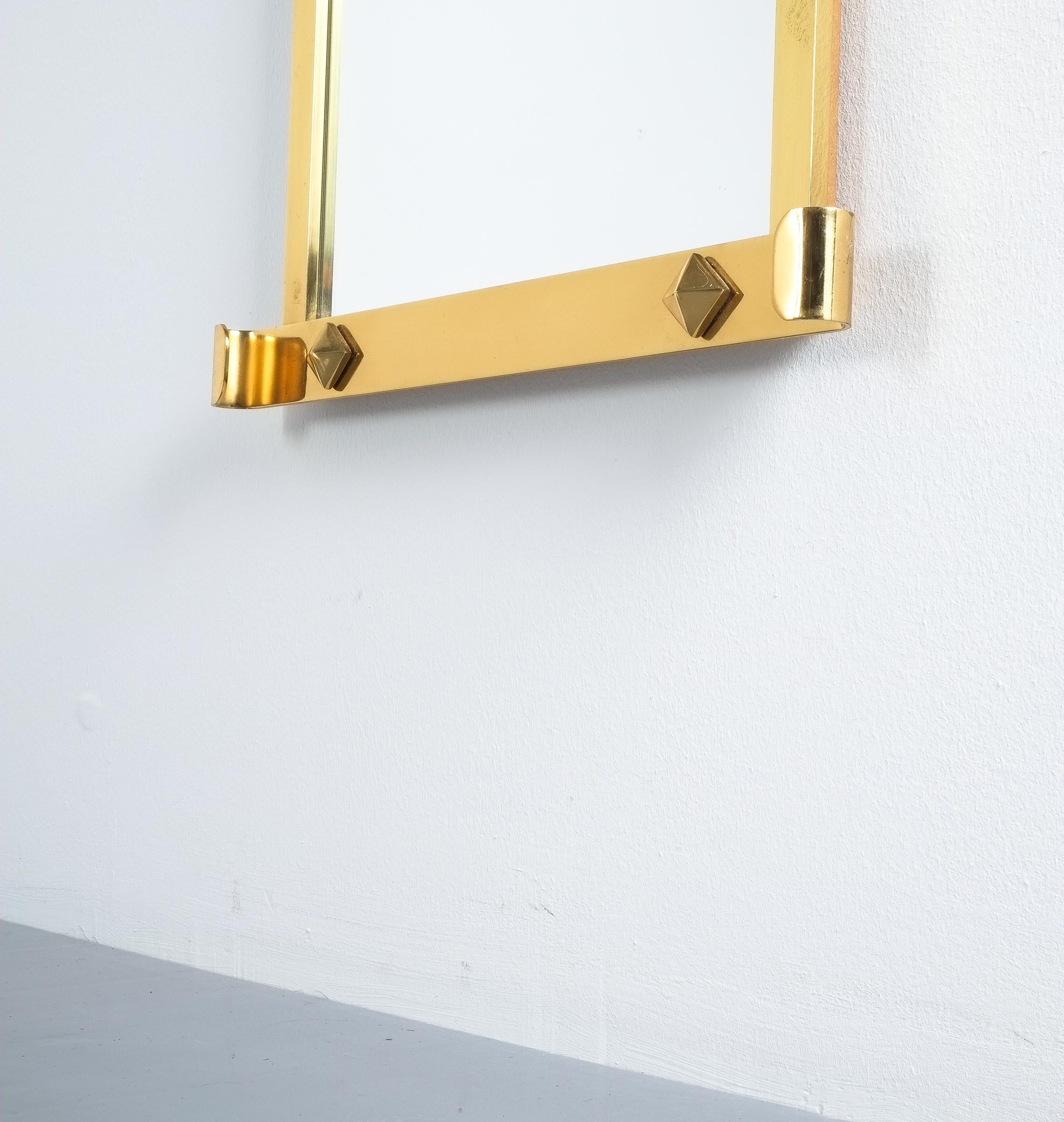 Solid Brass Ribbon Mirror, Germany, circa 1970 In Good Condition In Vienna, AT