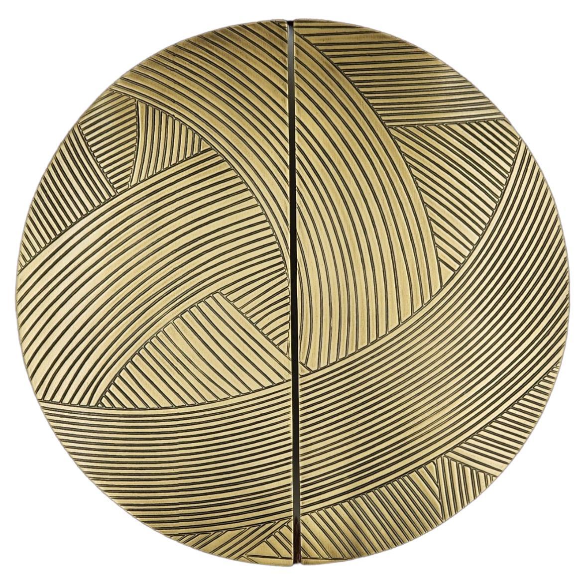 Solid Brass round Cabinet Handle engraved Ø 30 cm For Sale