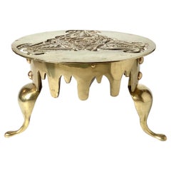 Solid Brass Round Kettle Stand Trivet Fireplace Footman