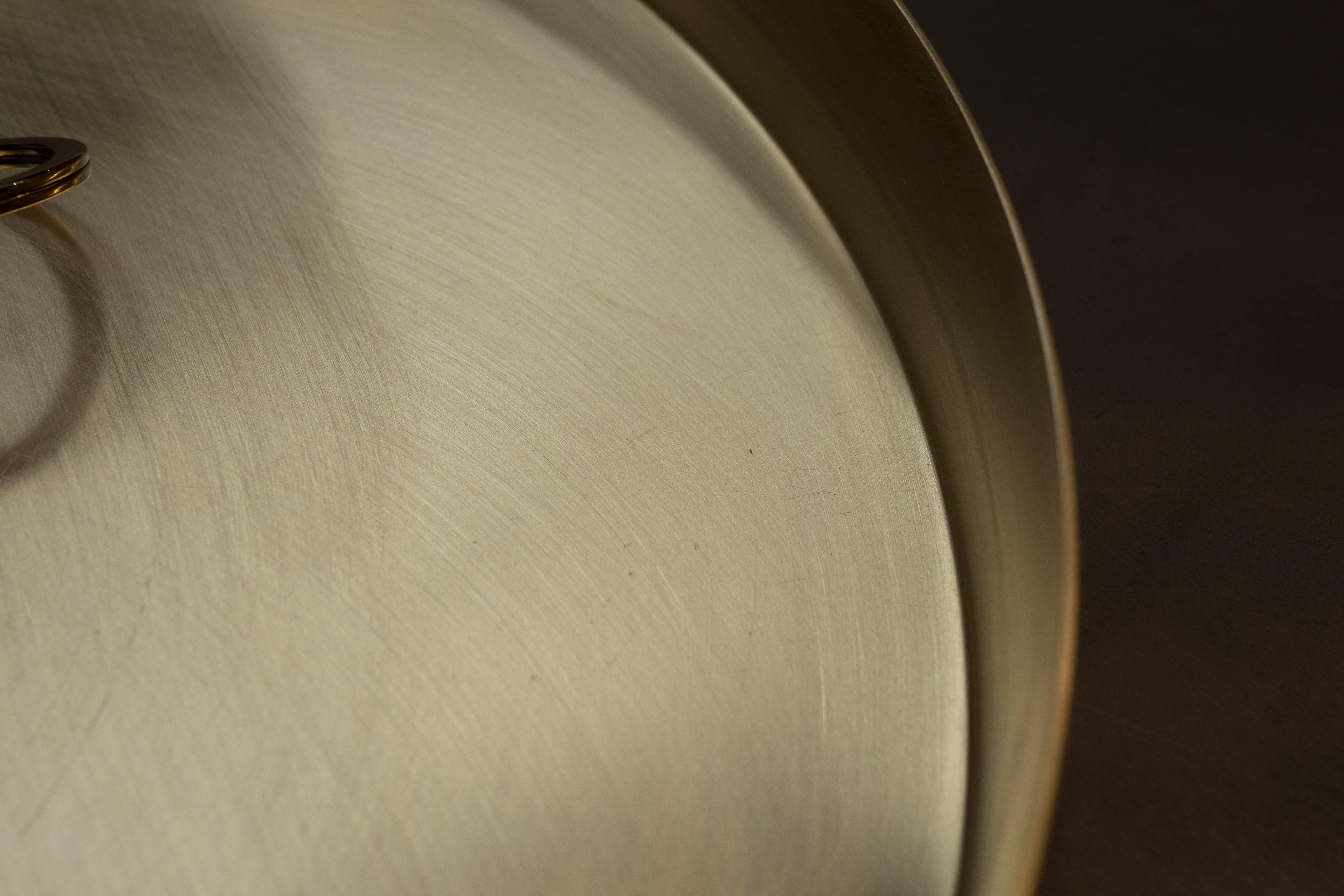 Italian Solid brass round tray handcrafted in Italy by 247LAB For Sale