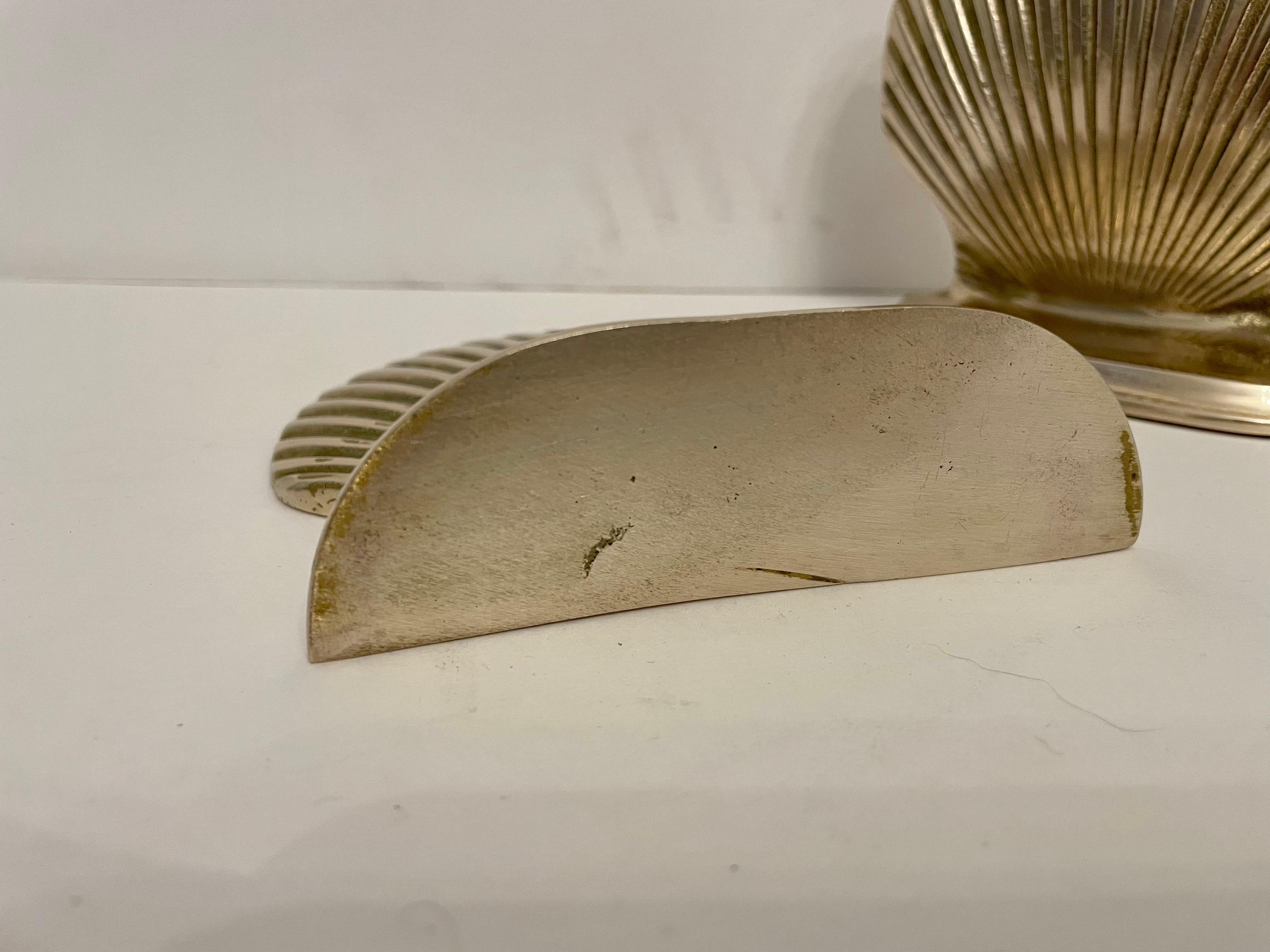 Solid Brass Scallop Shell Bookends 1
