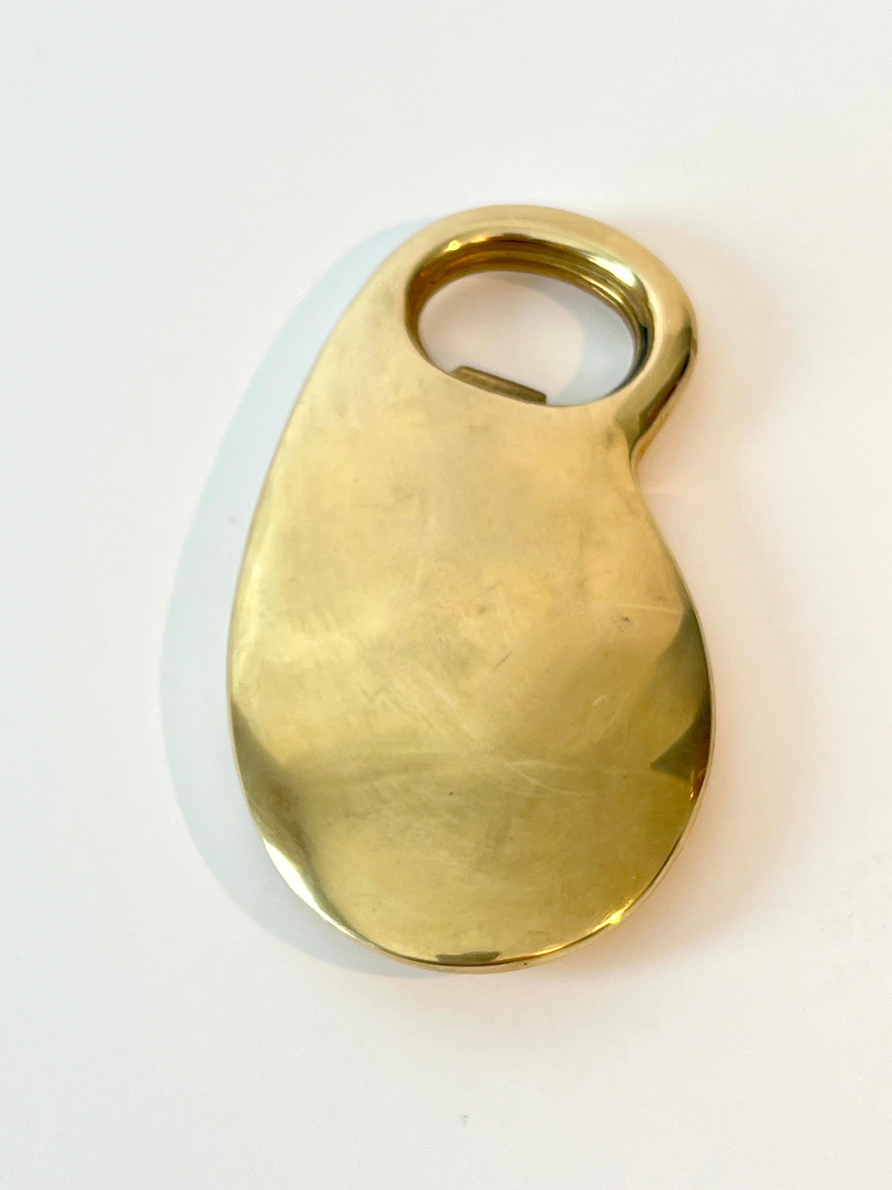 Swedish Solid Brass Scandinavian Modernist Bottle Opener by Skultuna For Sale