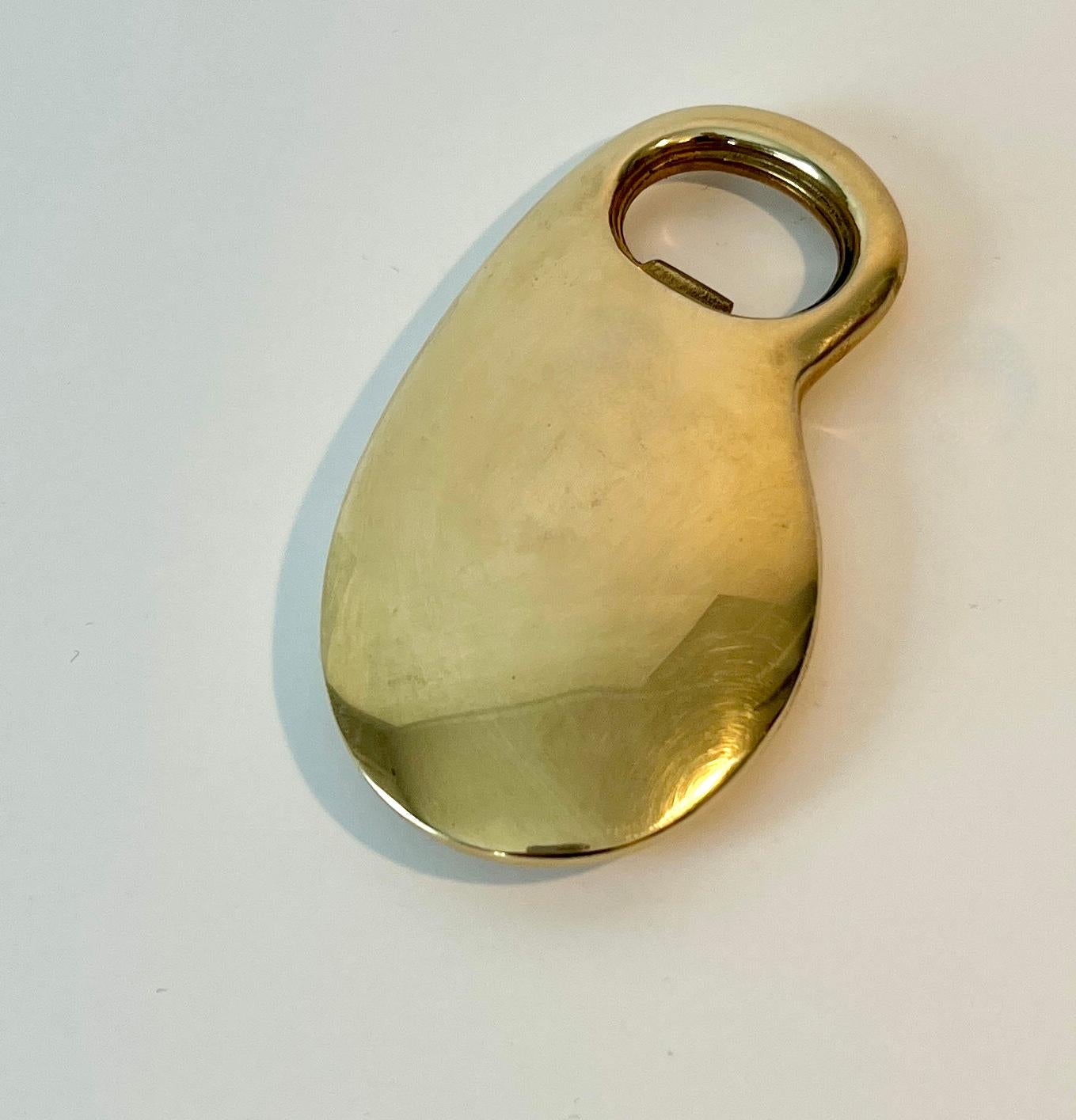Patinated Solid Brass Scandinavian Modernist Bottle Opener by Skultuna For Sale