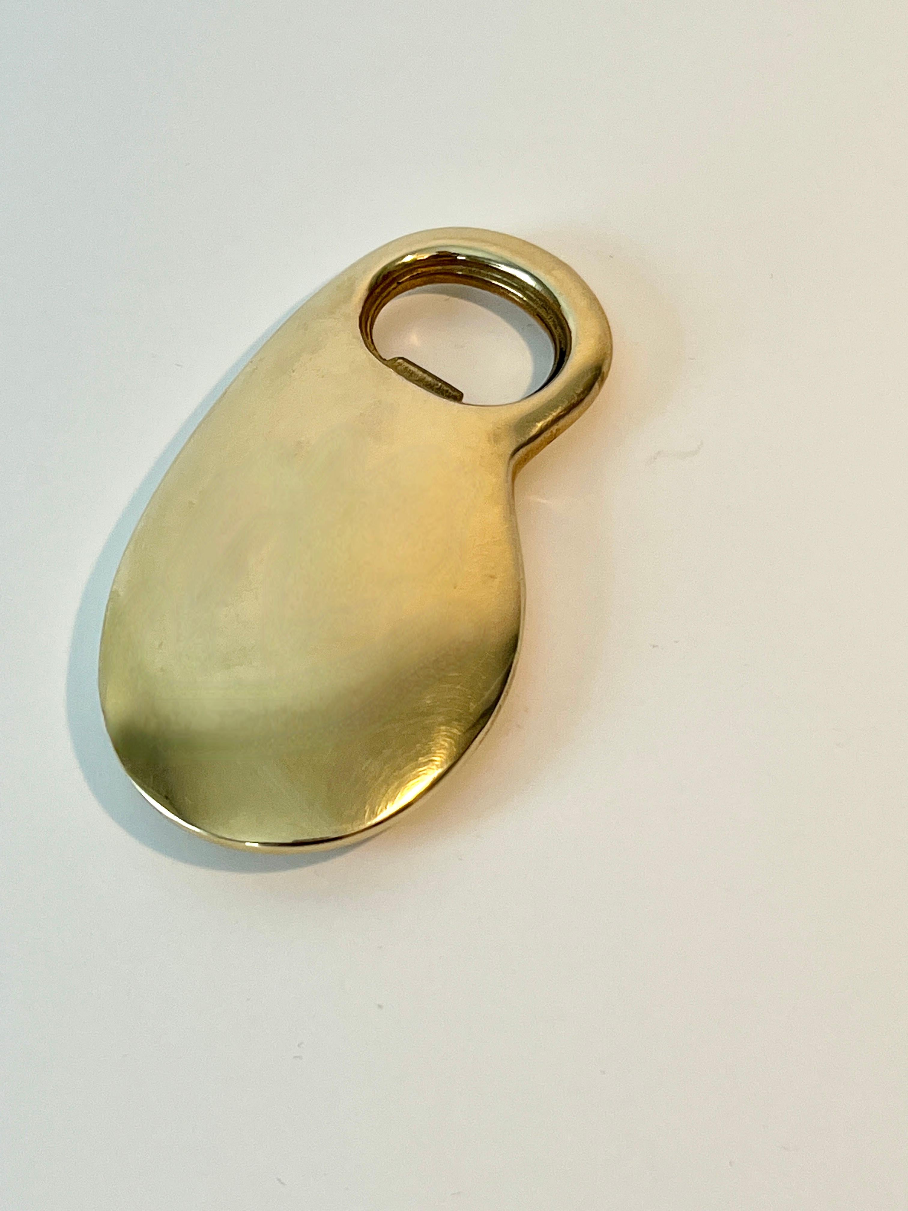 Solid Brass Scandinavian Modernist Bottle Opener by Skultuna In Good Condition For Sale In Los Angeles, CA