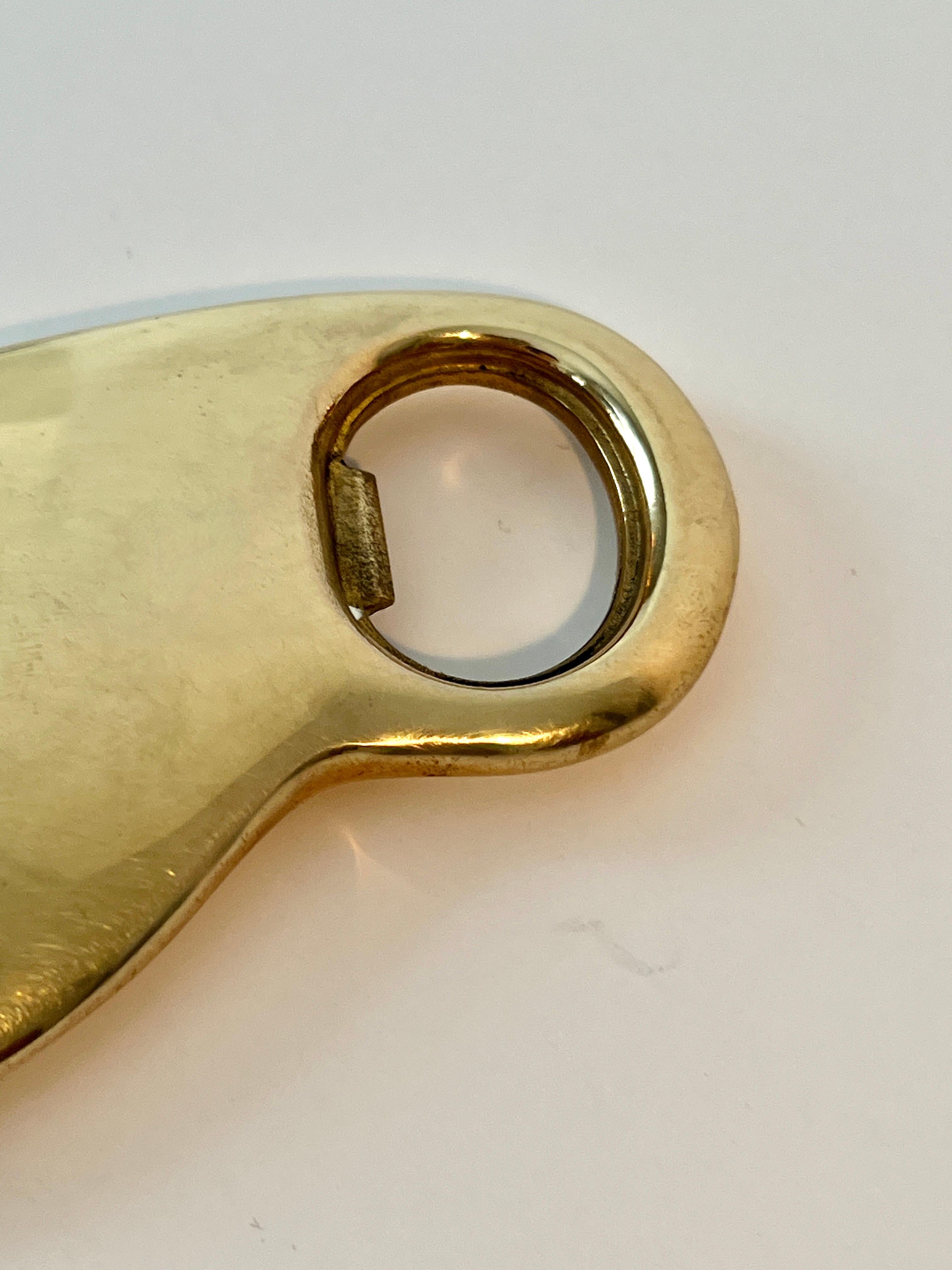 Solid Brass Scandinavian Modernist Bottle Opener by Skultuna For Sale 1