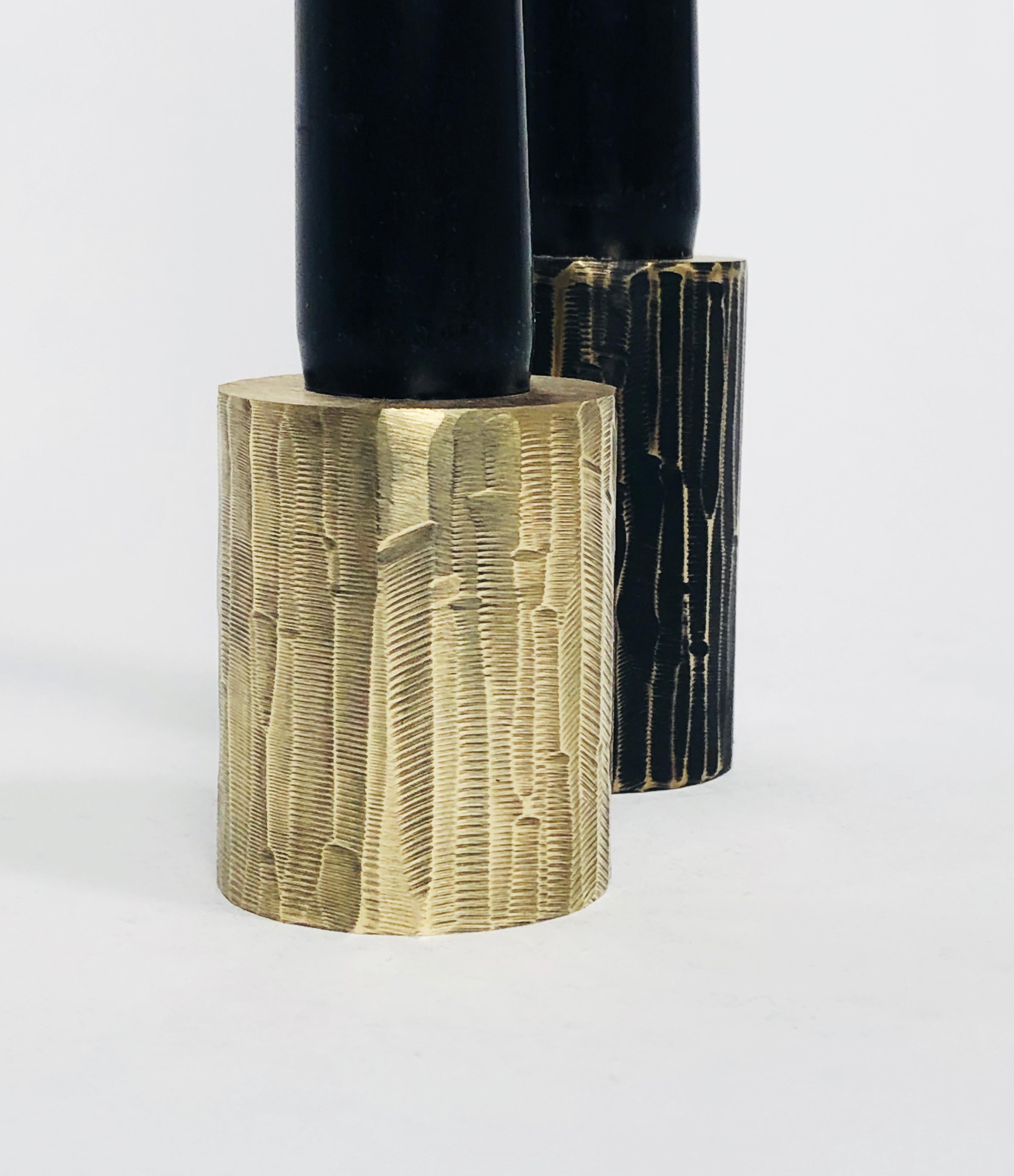 Contemporary Solid Brass Sculpted Candleholder Signed by William Guillon