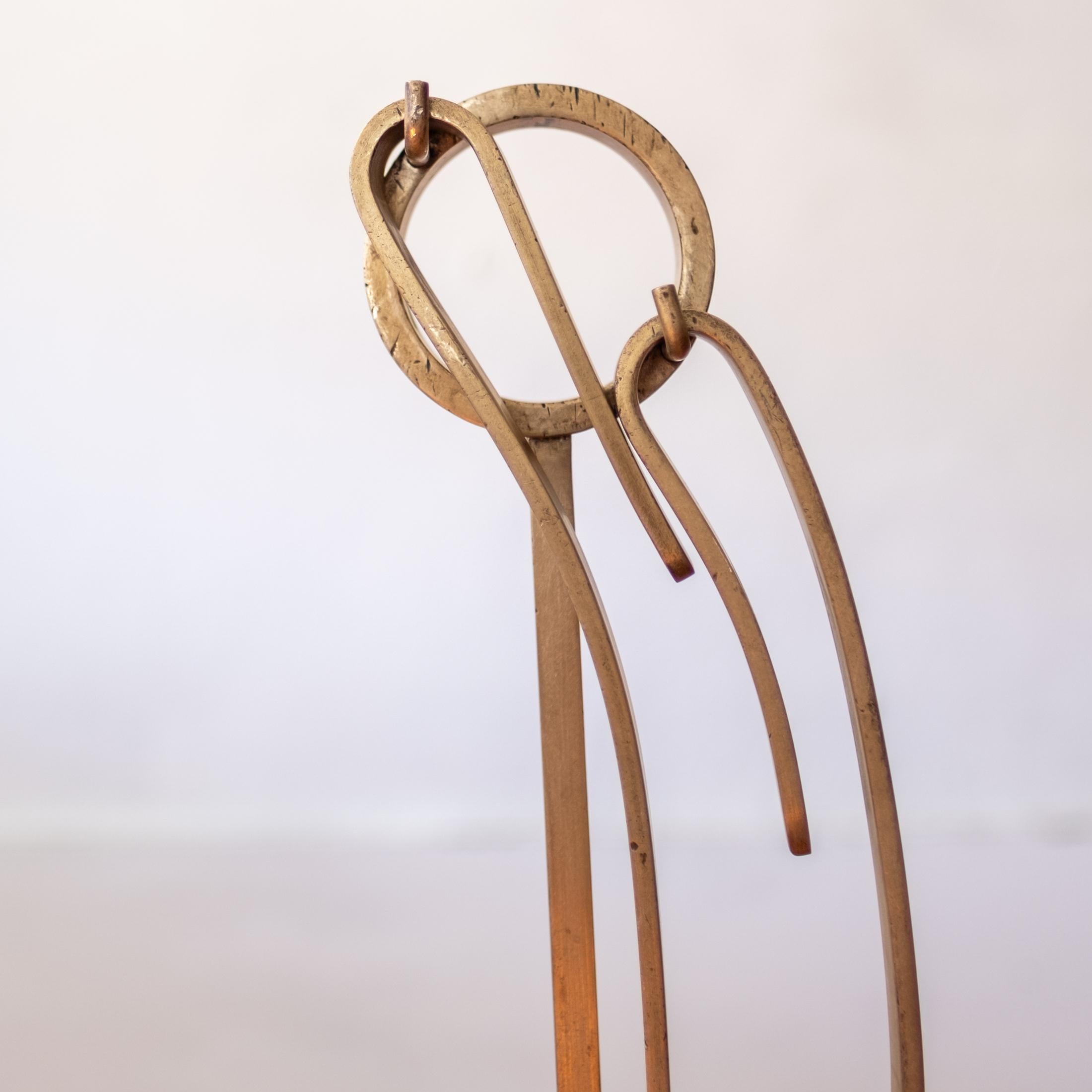Solid Brass Sculptural Fireplace Tool Set For Sale 4