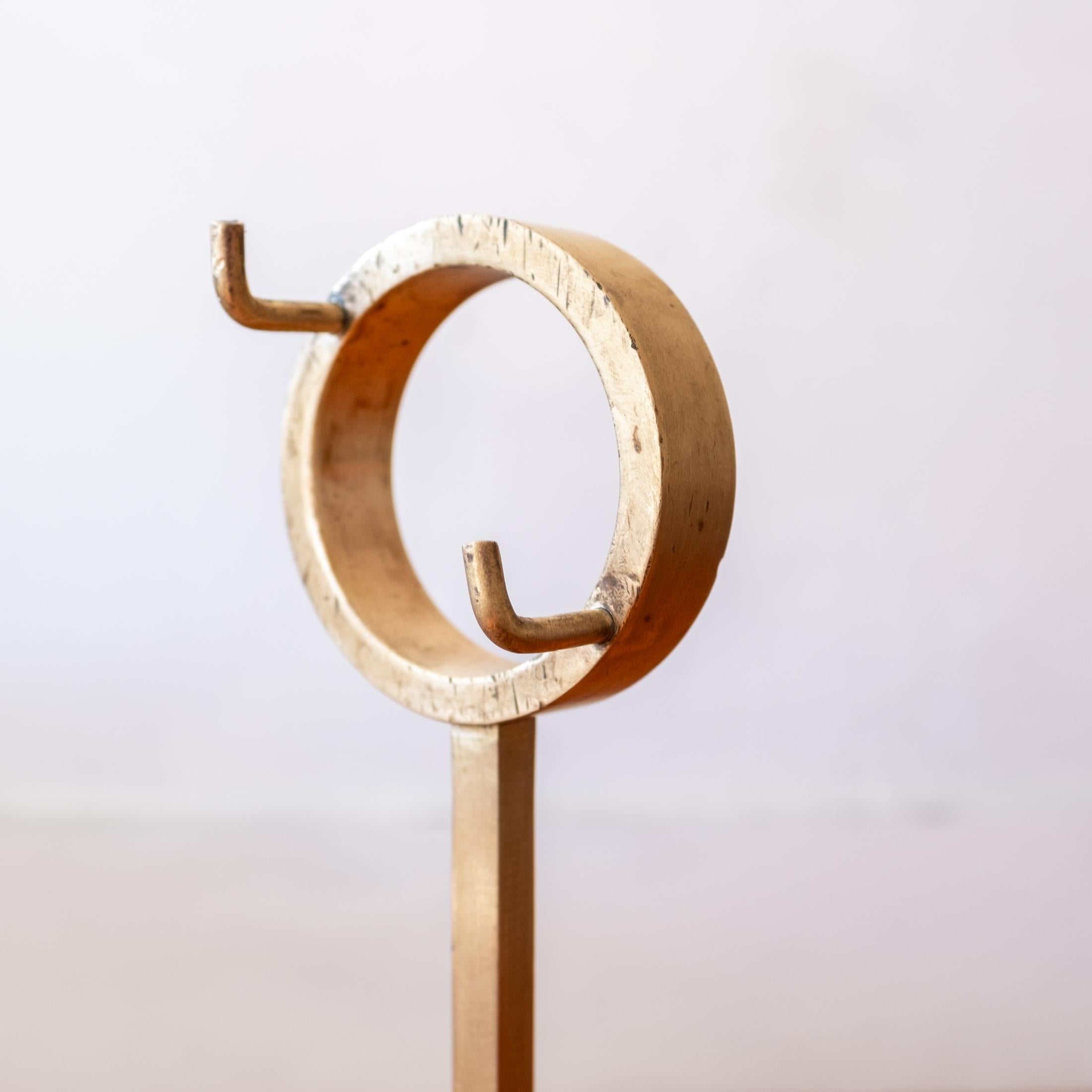 Solid Brass Sculptural Fireplace Tool Set For Sale 6