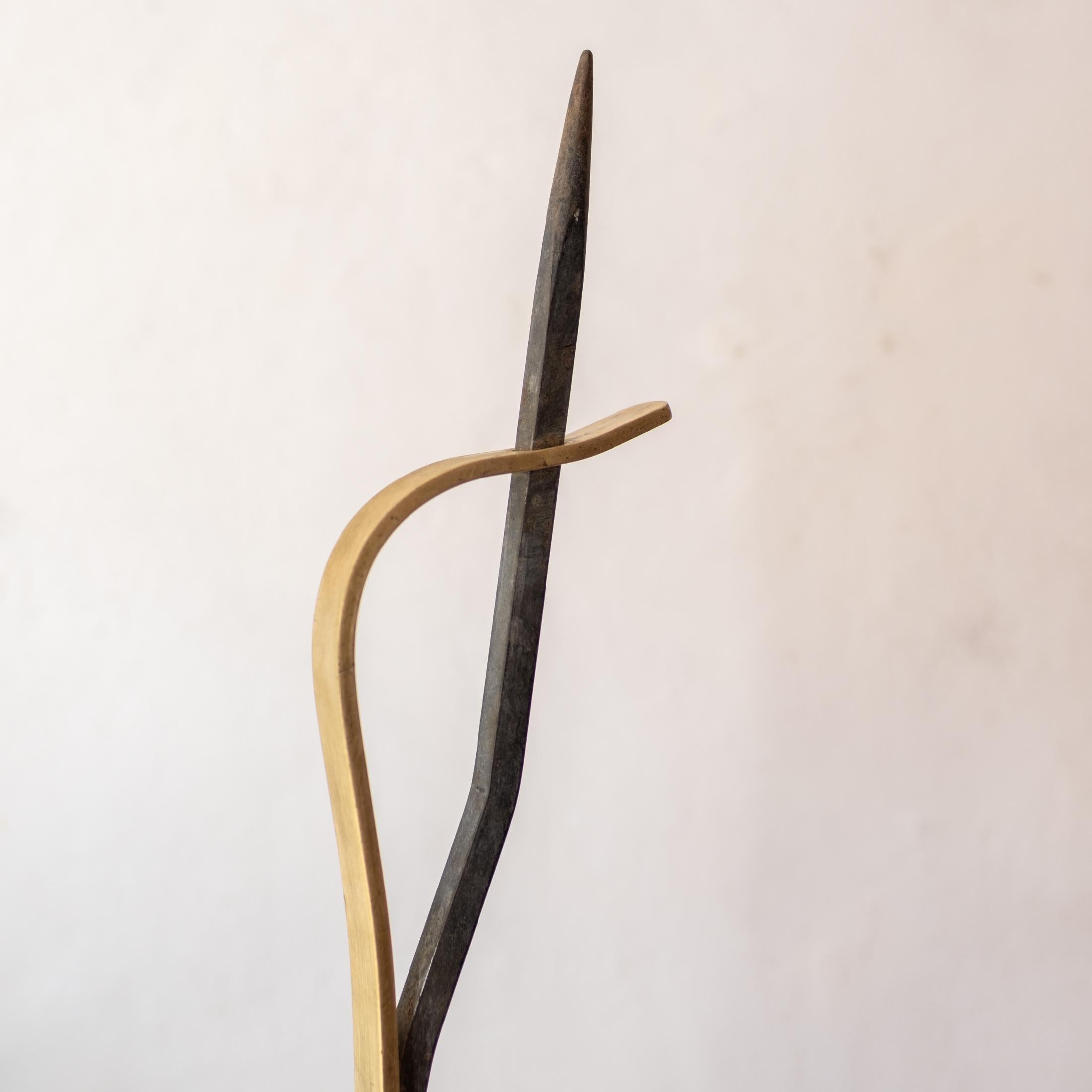 Solid Brass Sculptural Fireplace Tool Set For Sale 9