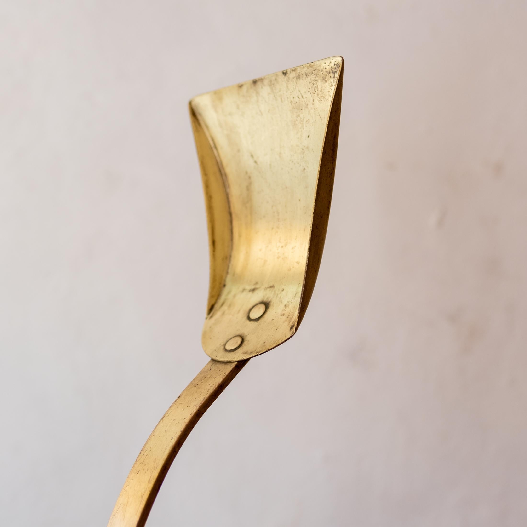 Solid Brass Sculptural Fireplace Tool Set For Sale 11