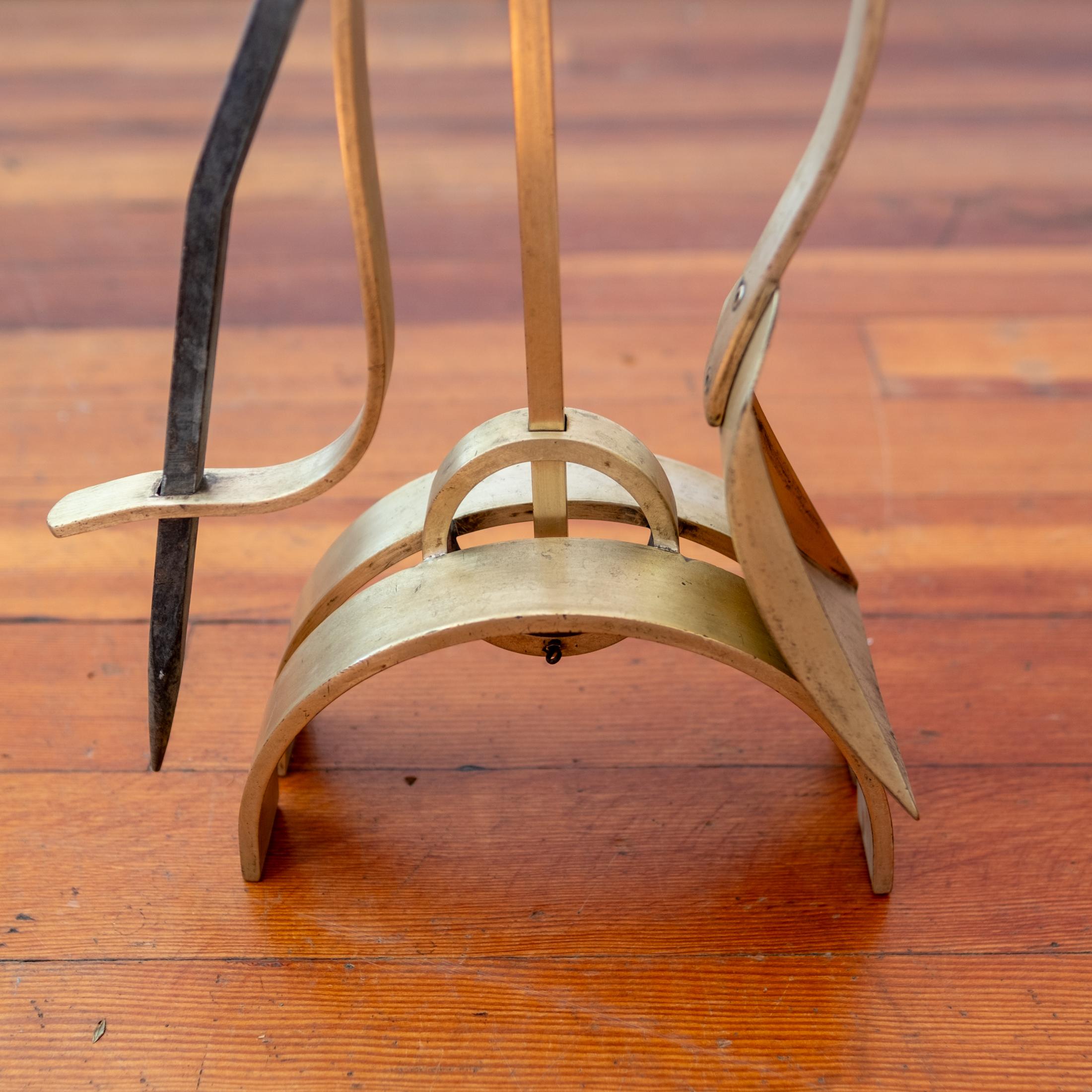 Solid Brass Sculptural Fireplace Tool Set For Sale 1
