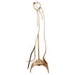 Set d'outils de cheminée sculptural en laiton massif