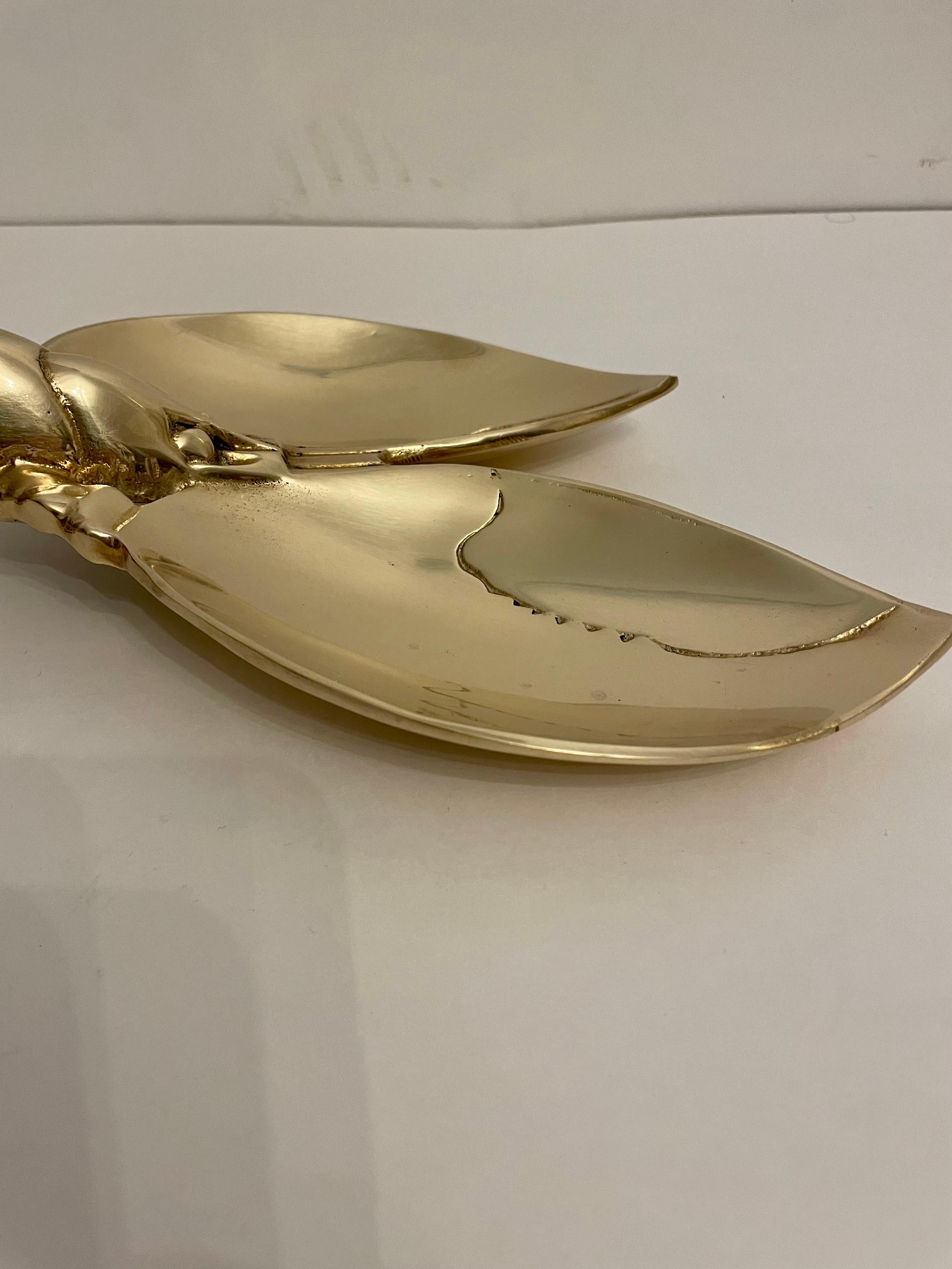 Hollywood Regency Solid  Brass Sculptural Lobster Dish FREE QUICK SHIP For Sale
