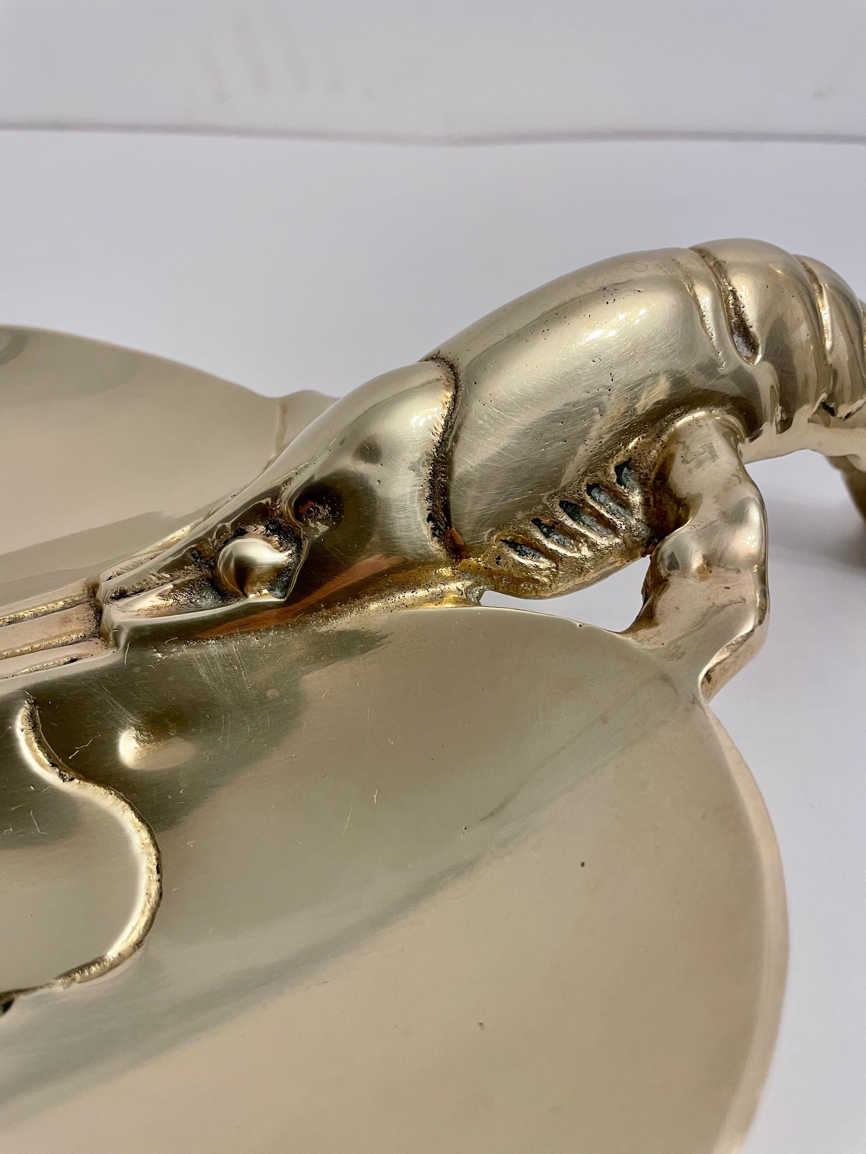Solid  Brass Sculptural Lobster Dish FREE QUICK SHIP For Sale 1