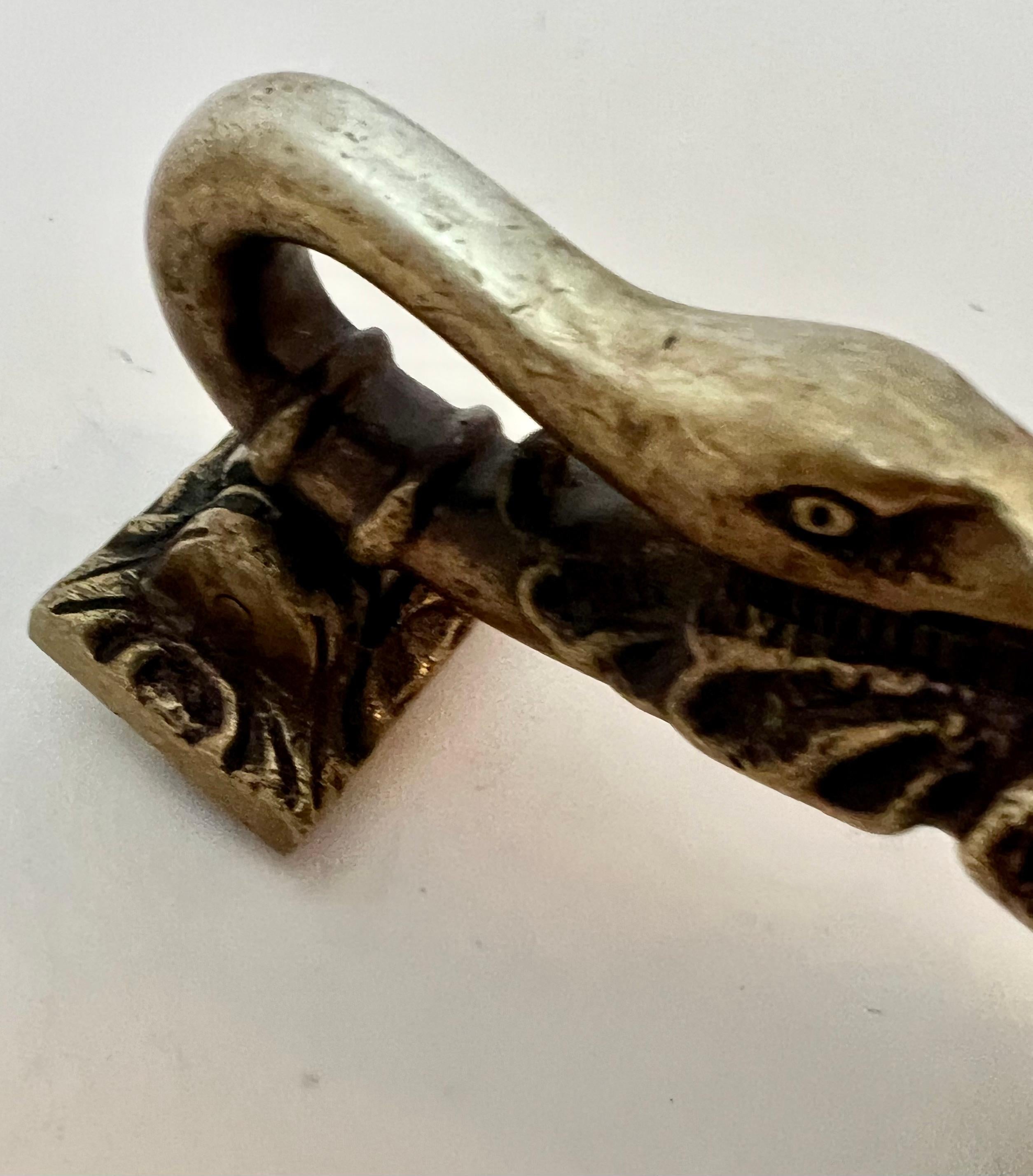 Hand-Crafted Solid Brass Sculptural Swan Door Knocker For Sale