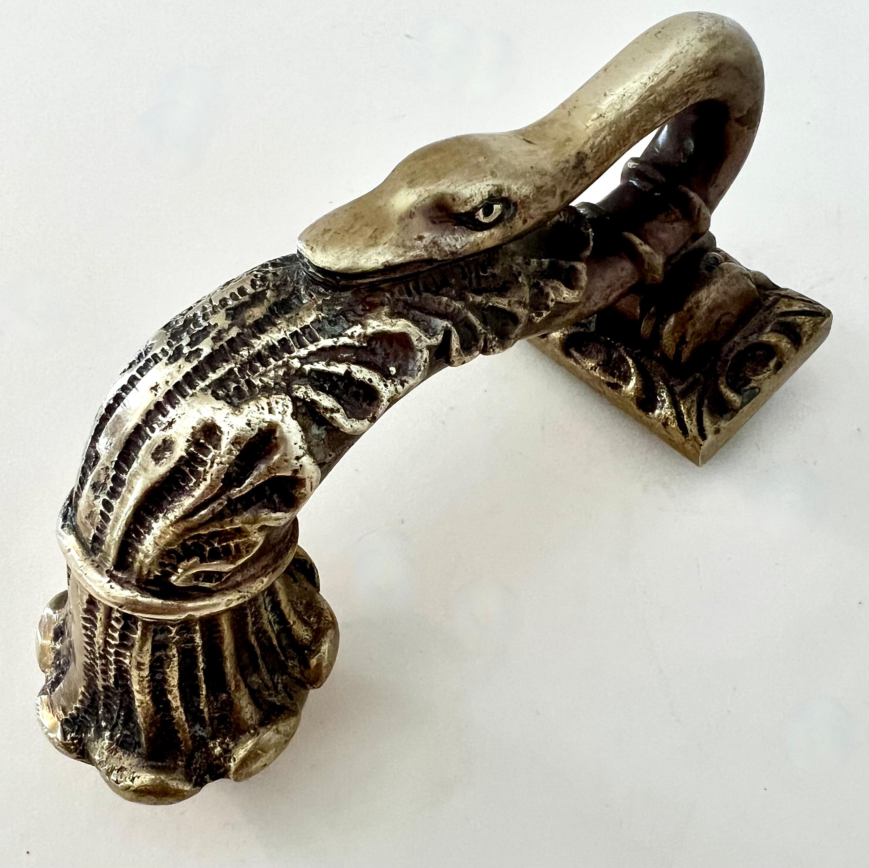 Solid Brass Sculptural Swan Door Knocker For Sale 1