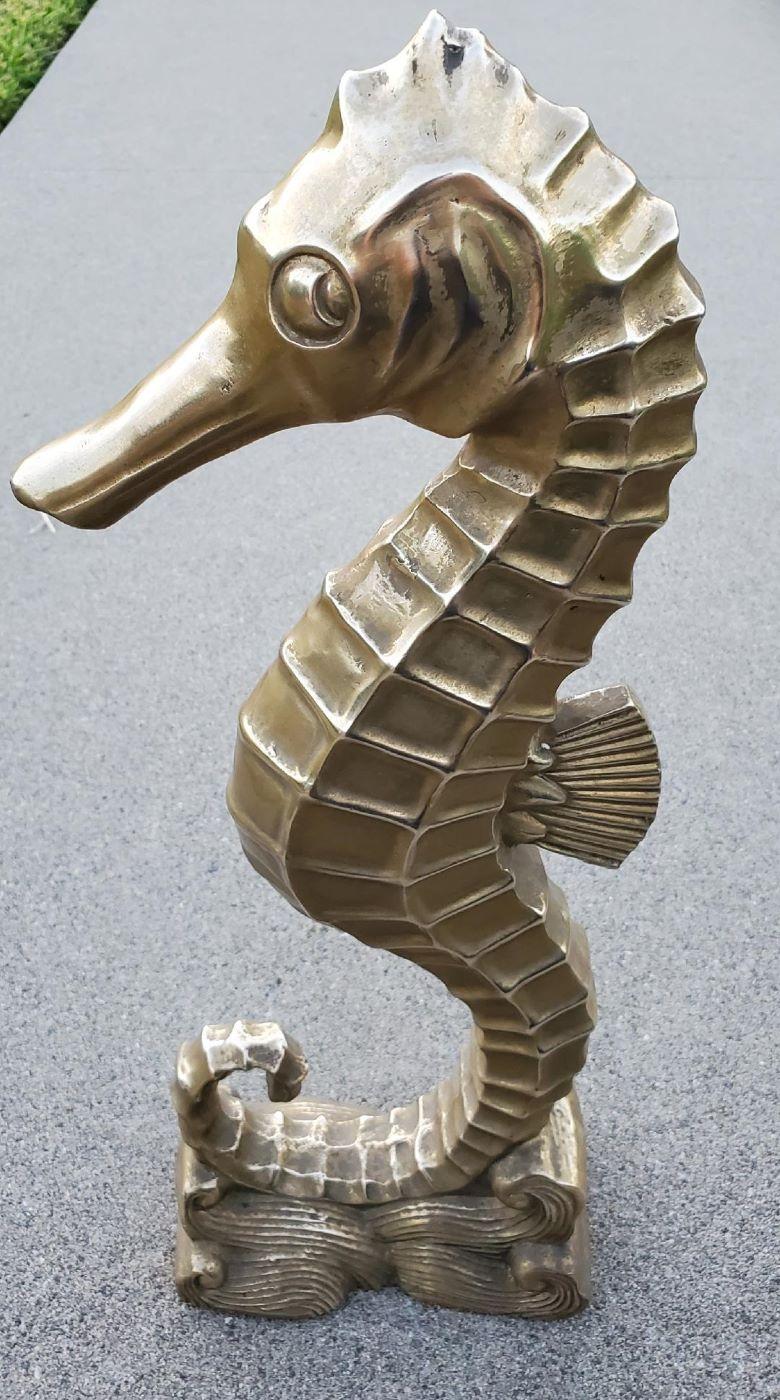 Sculpture d'hippocampe en laiton massif Hollywood Regency/moderne du milieu du siècle dernier en vente 9