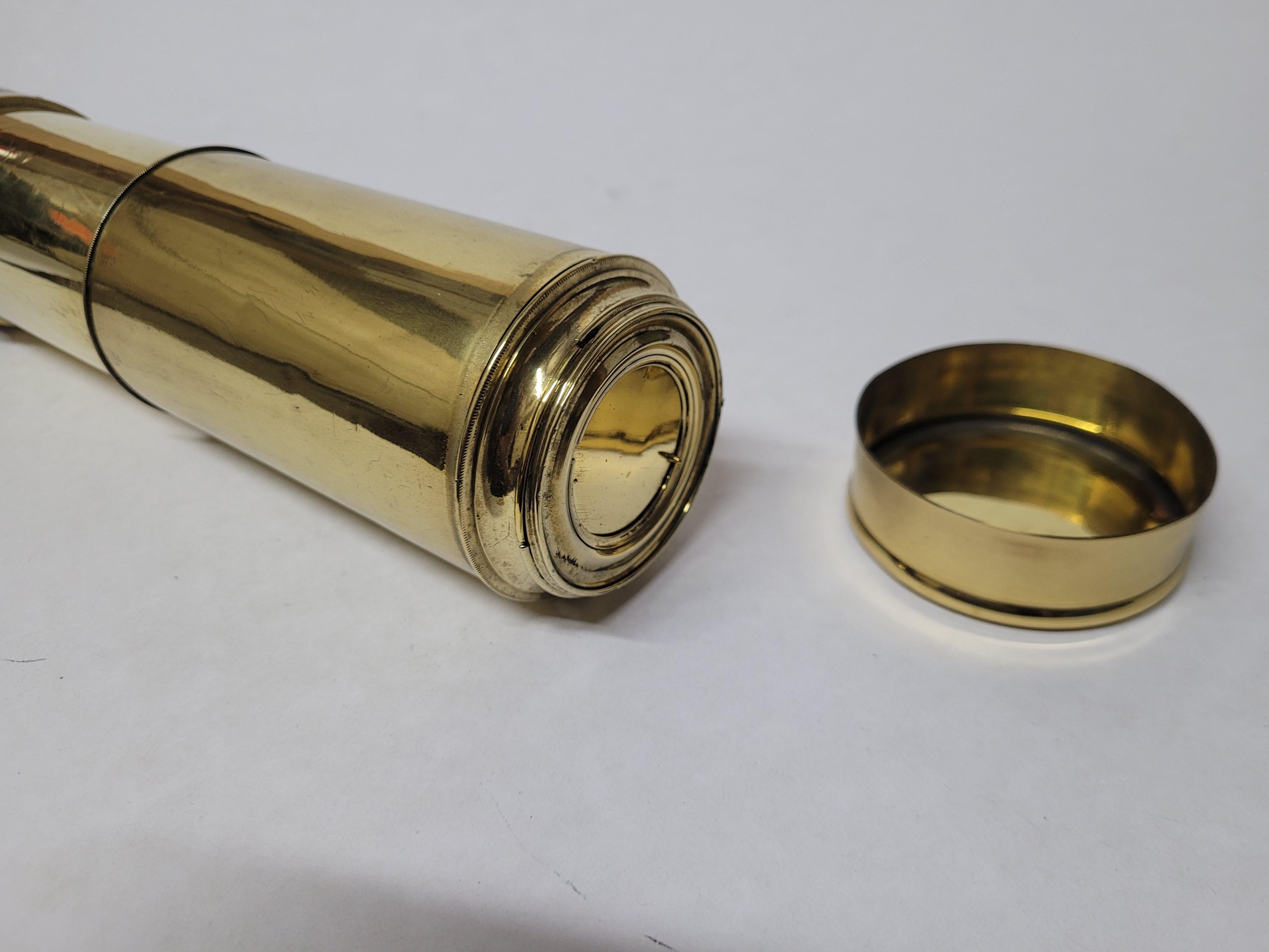 Late 19th Century Solid Brass Ship Captains Telescope For Sale