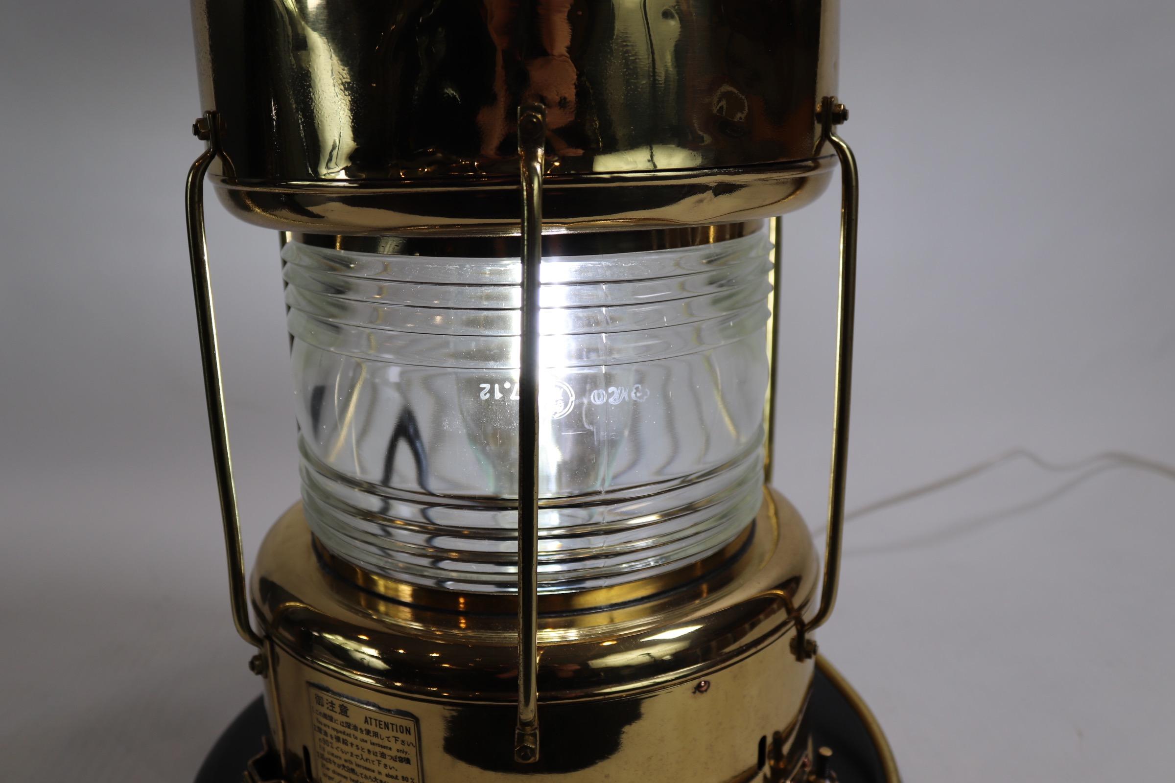 Solid Brass Ships Anchor Lantern In Good Condition For Sale In Norwell, MA