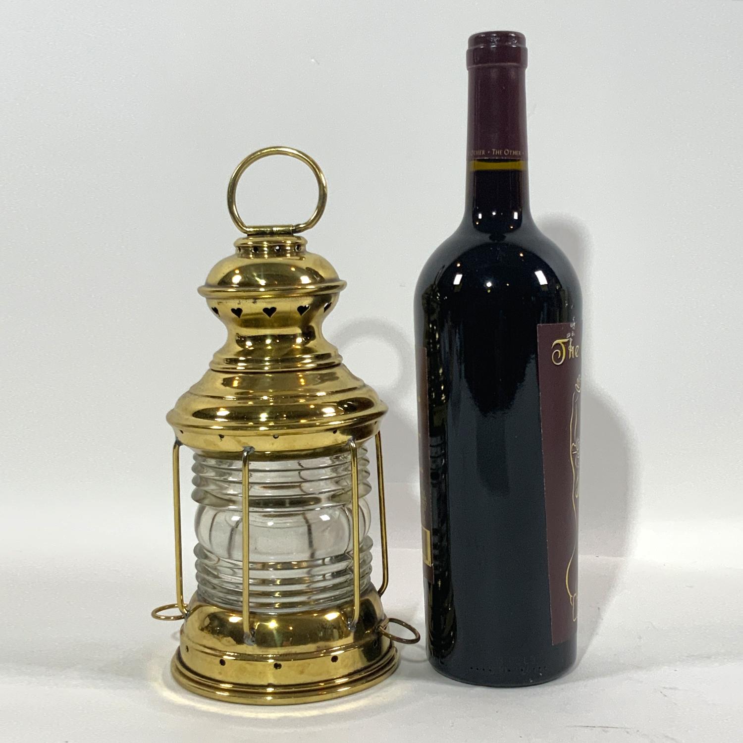 Lacquered Solid Brass Ships Anchor Lantern For Sale