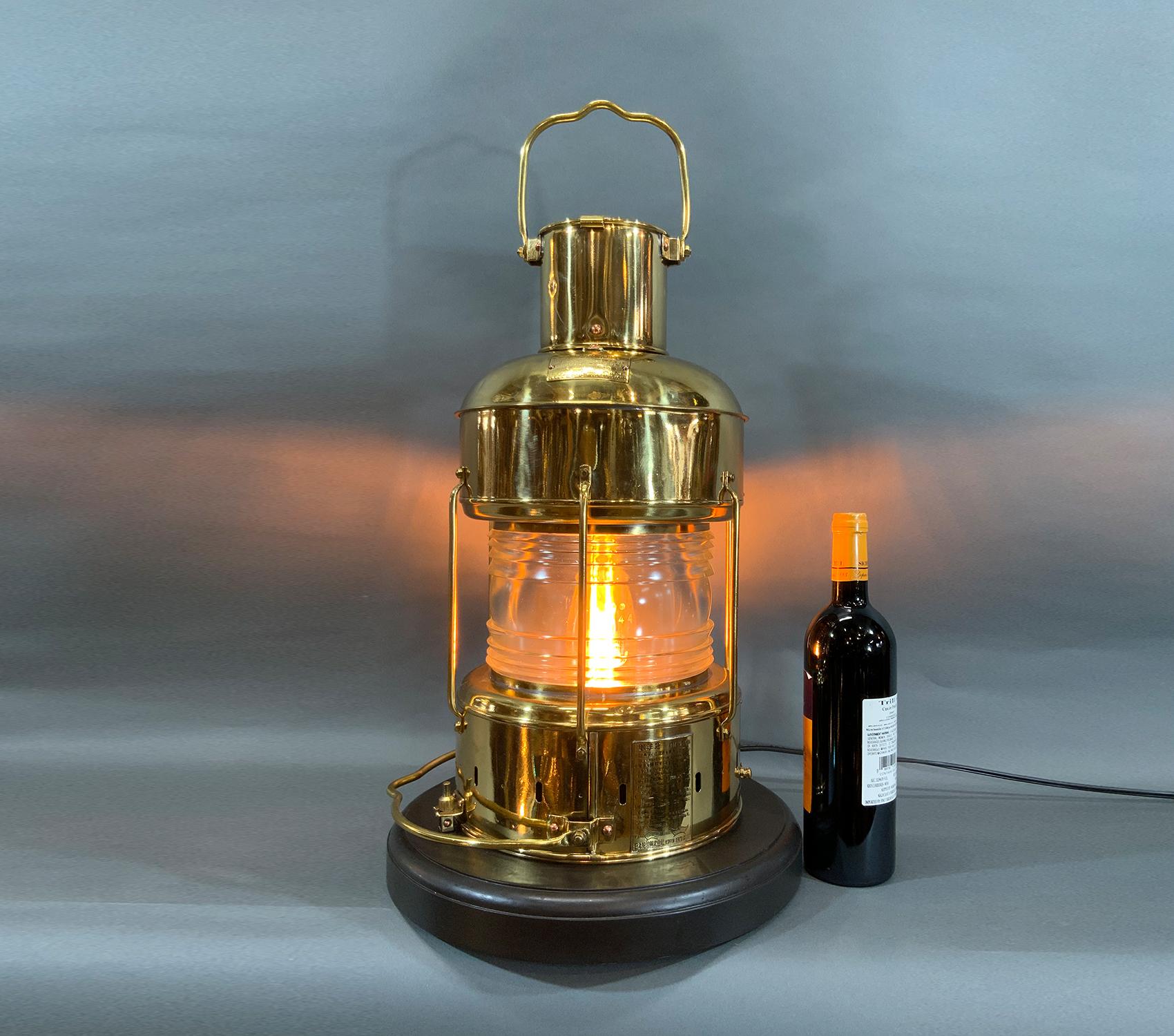 North American Solid Brass Ship’s Anchor Lantern For Sale