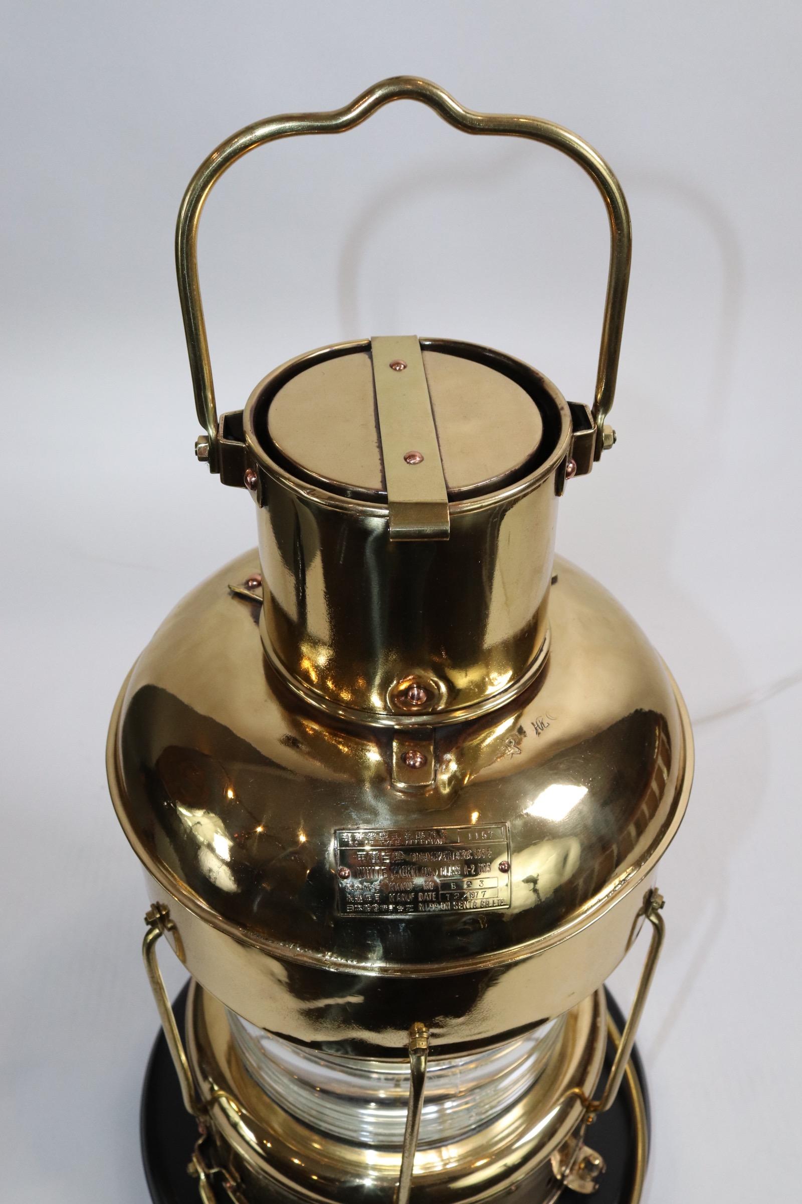 19th Century Solid Brass Ships Anchor Lantern For Sale