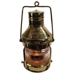 Antique Solid Brass Ships Anchor Lantern