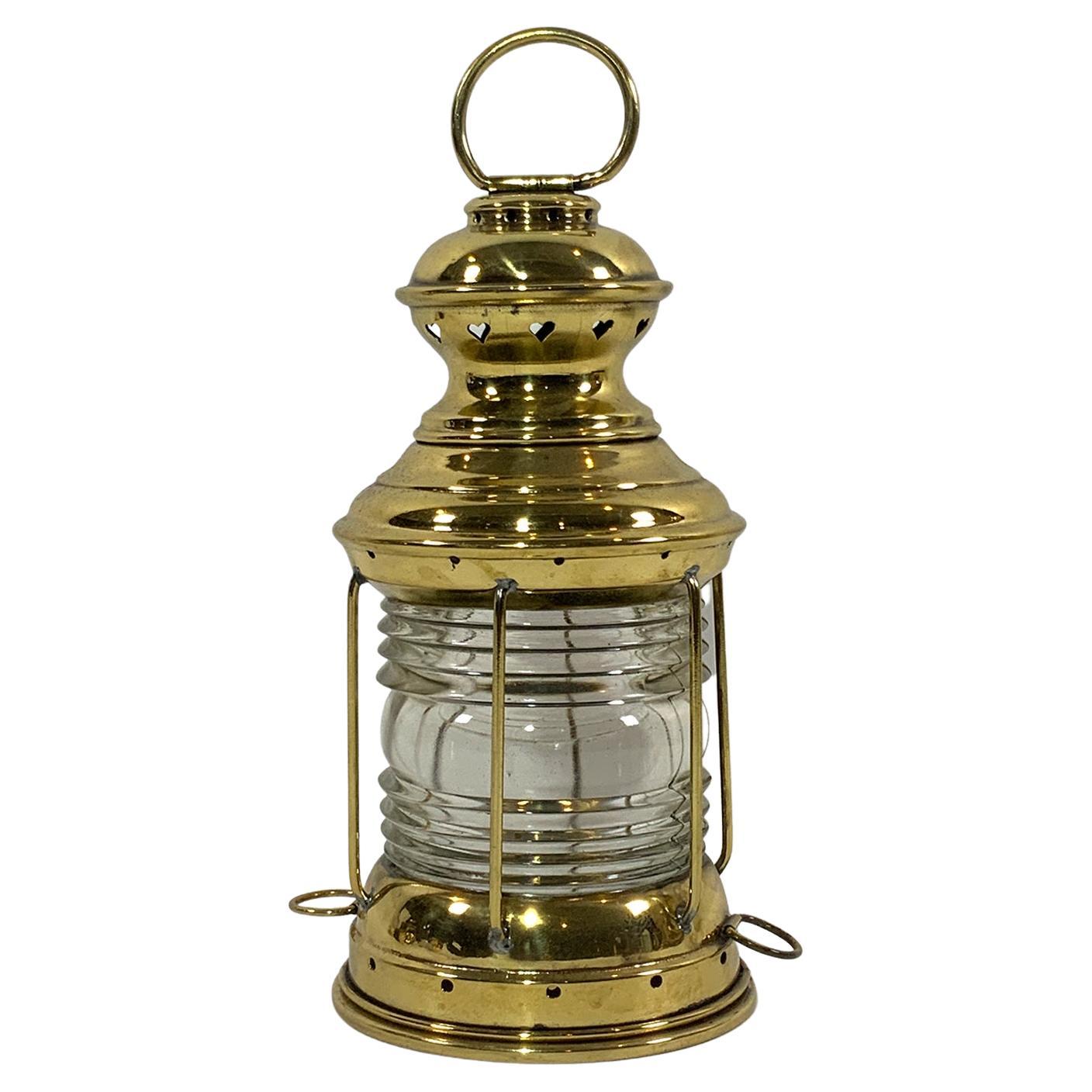 Solid Brass Ships Anchor Lantern For Sale