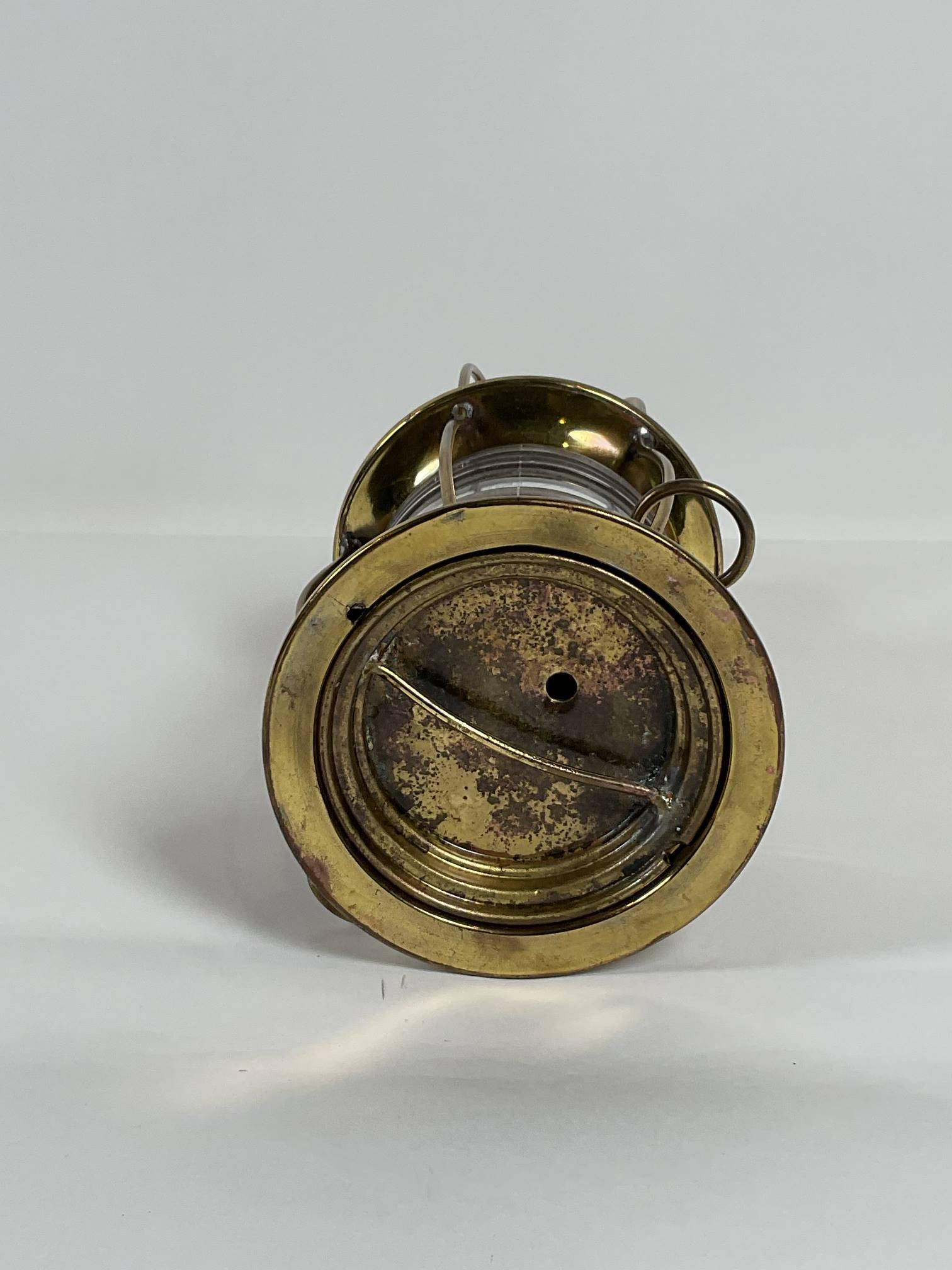 Solid Brass Ships Anchor Lantern with Fresnel Lens For Sale 1