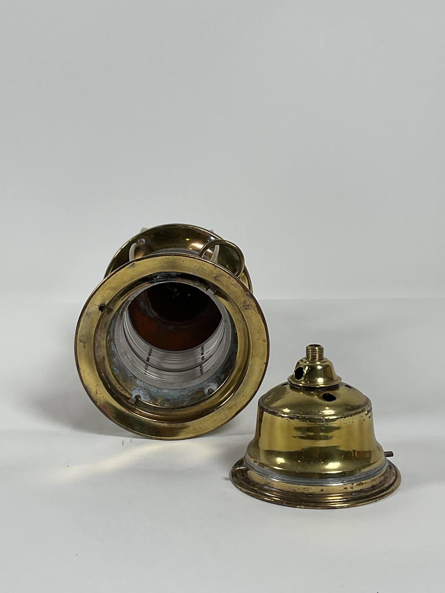 Solid Brass Ships Anchor Lantern with Fresnel Lens For Sale 2