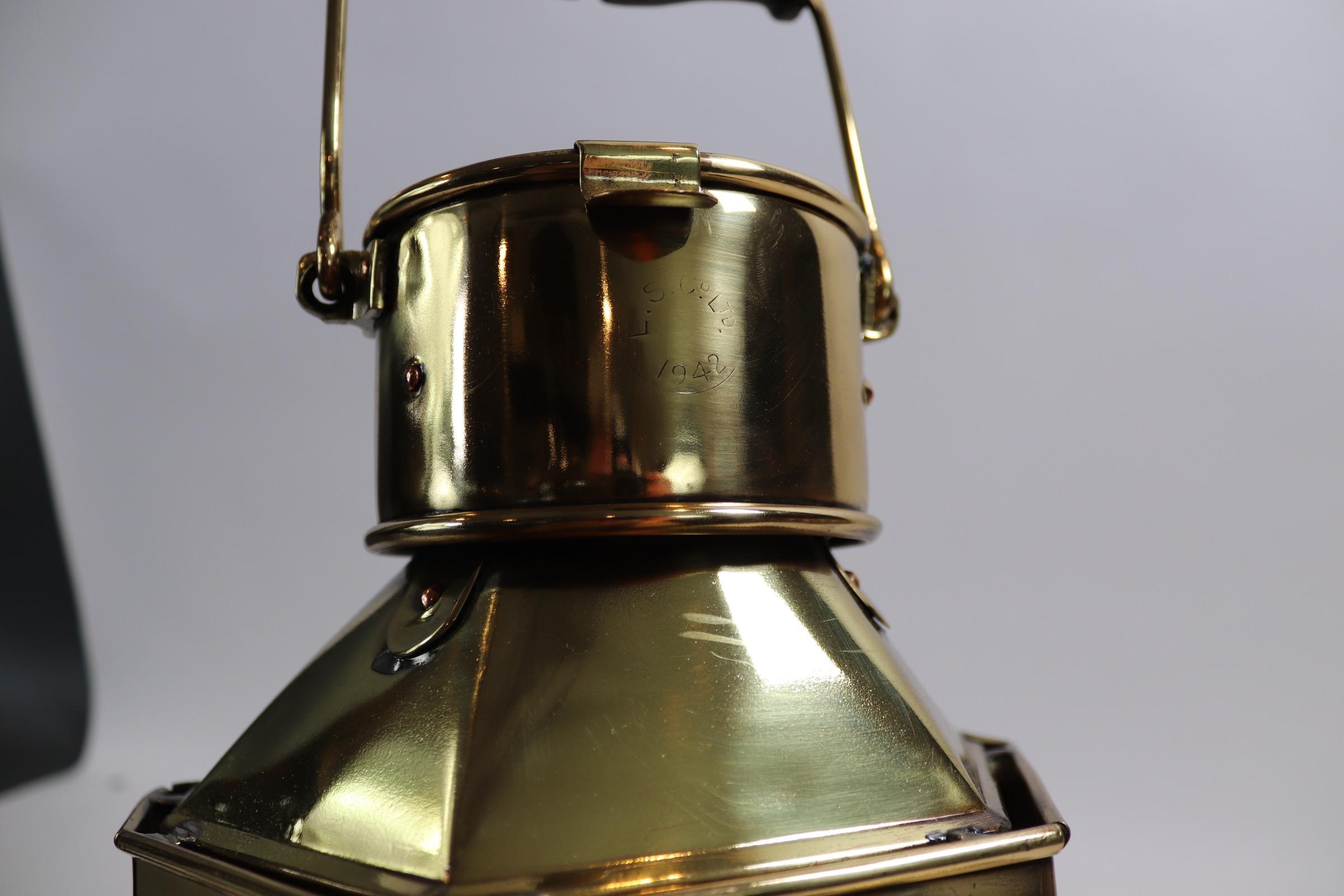 Mid-20th Century Solid Brass Ships Cabin Lantern by English Maker Bulpitt For Sale