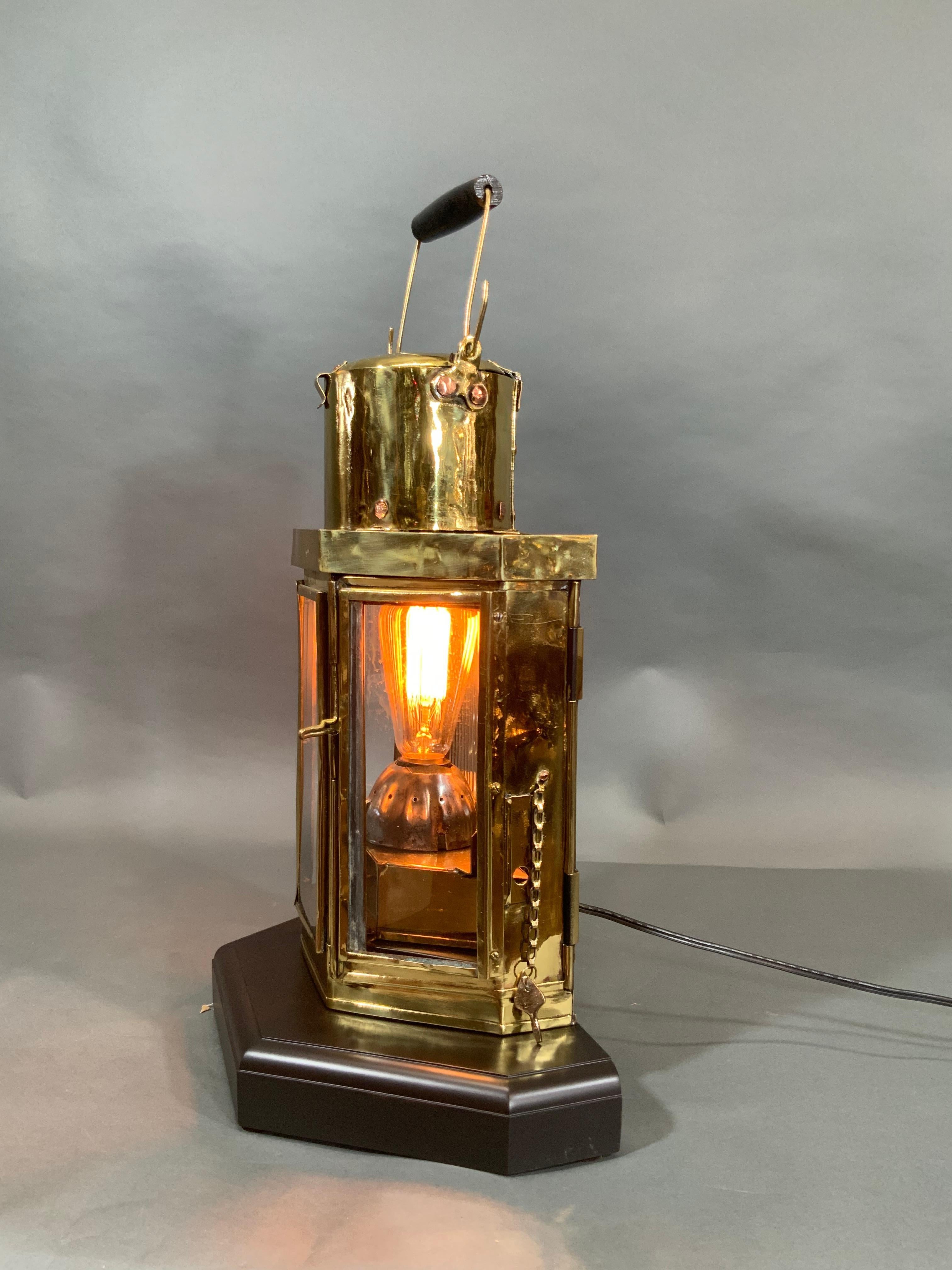 Solid Brass Ships Cabin Lantern In Good Condition For Sale In Norwell, MA