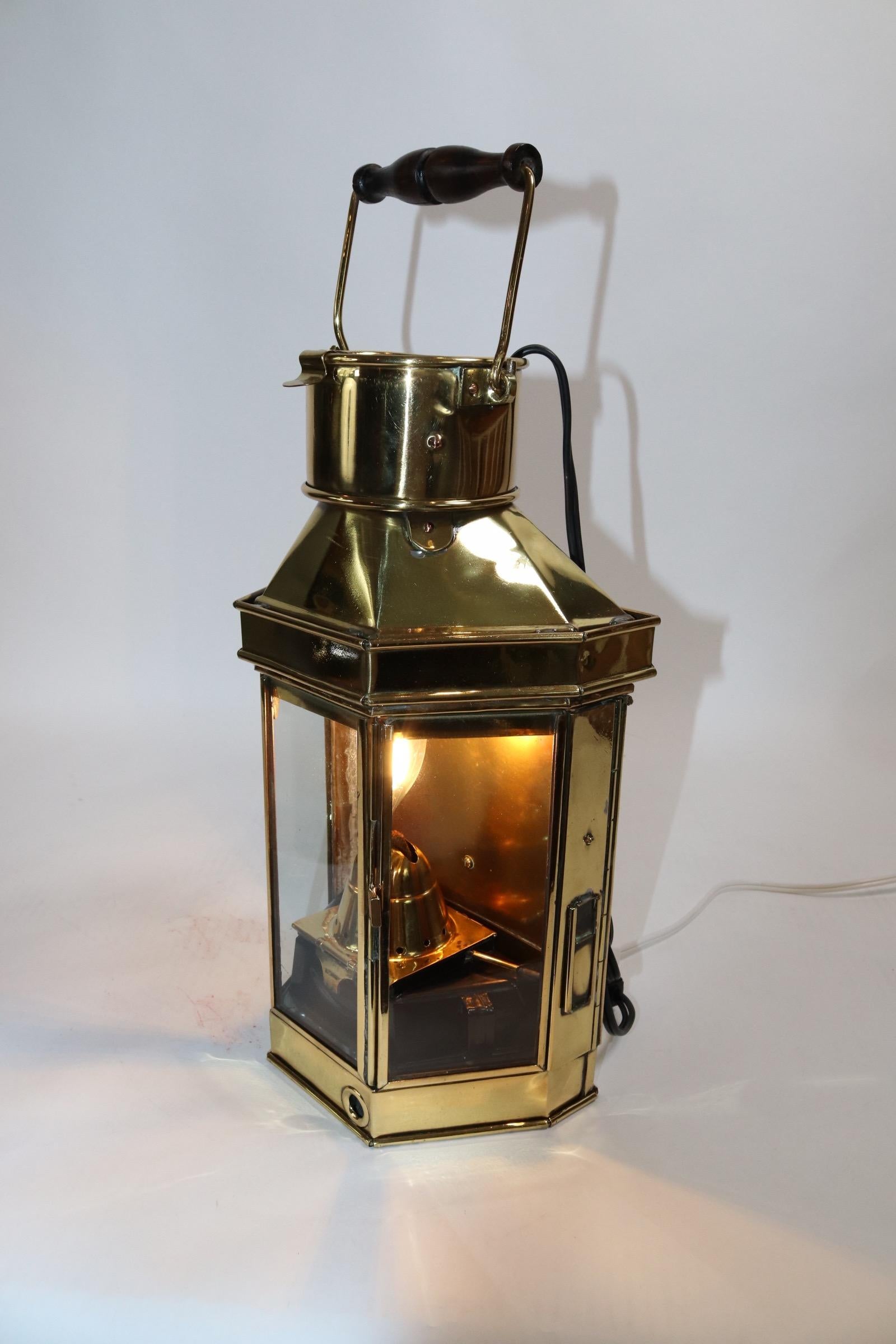 Solid Brass Ships Cabin Lantern by English Maker Bulpitt For Sale 1