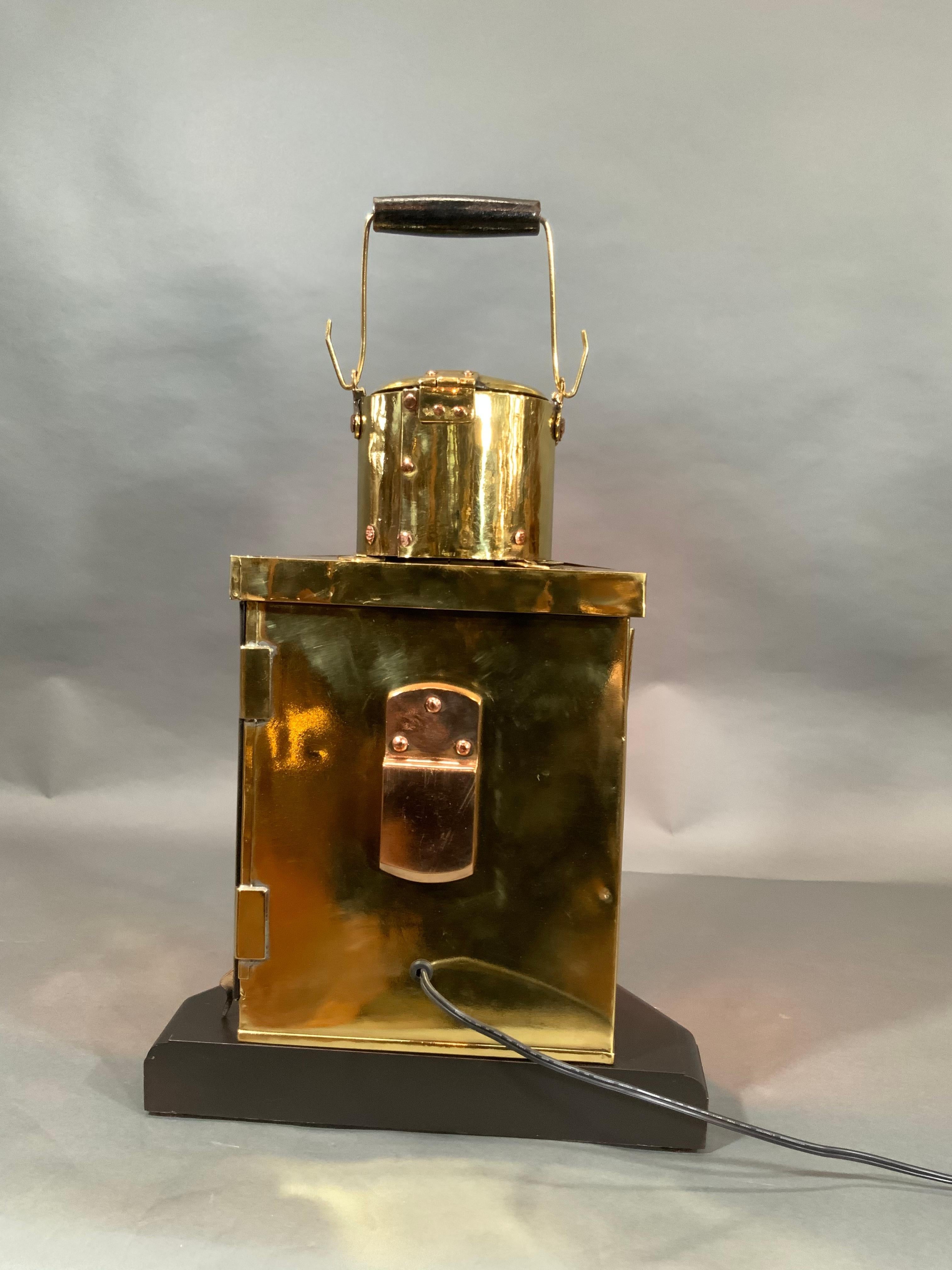 Mid-20th Century Solid Brass Ships Cabin Lantern For Sale