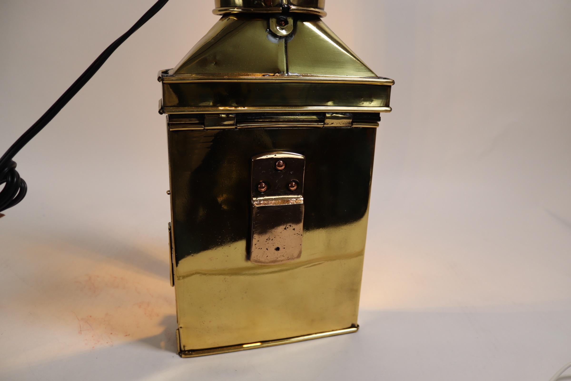 Solid Brass Ships Cabin Lantern by English Maker Bulpitt For Sale 2